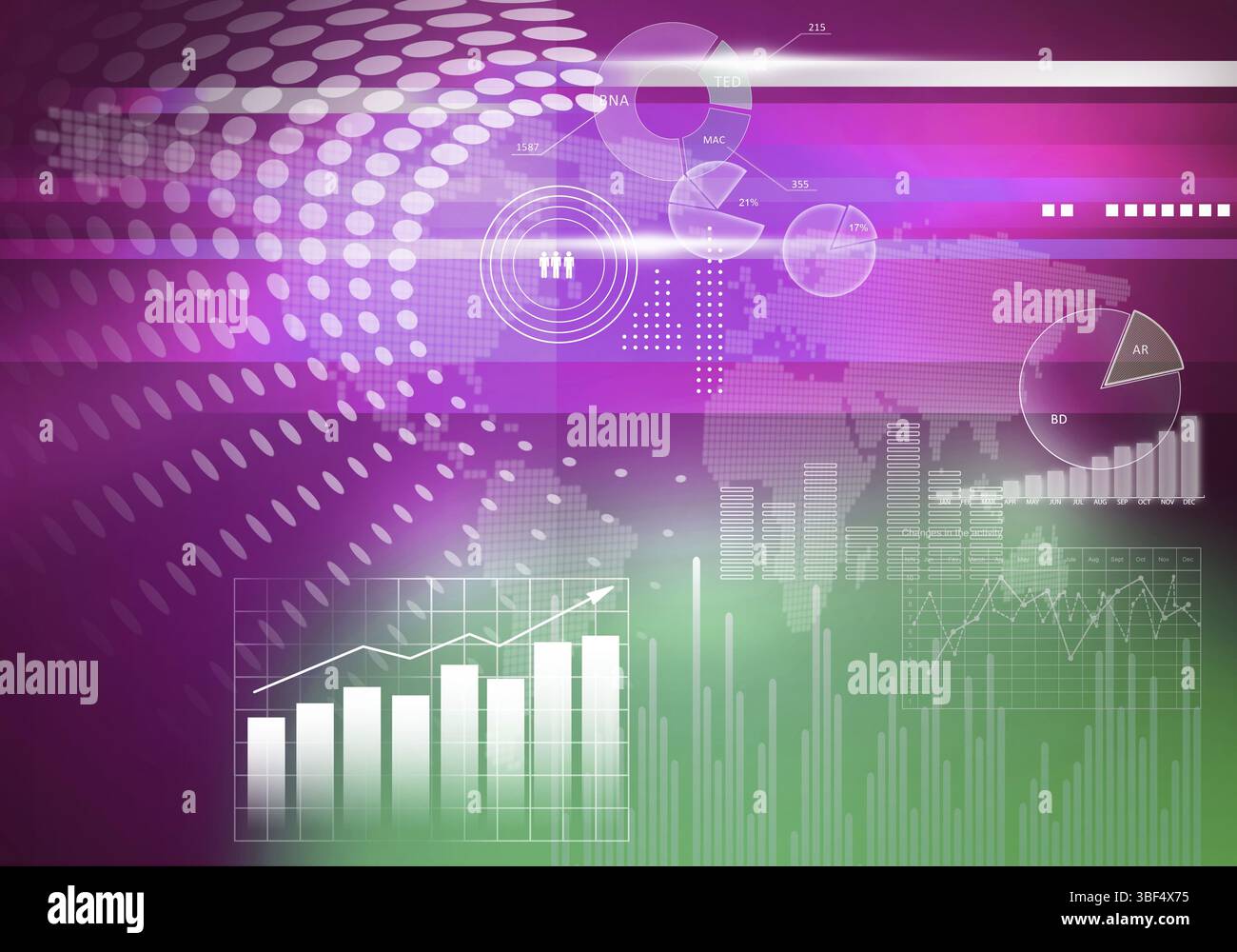 Sfondo digitale immagine con grafici e diagrammi Foto Stock