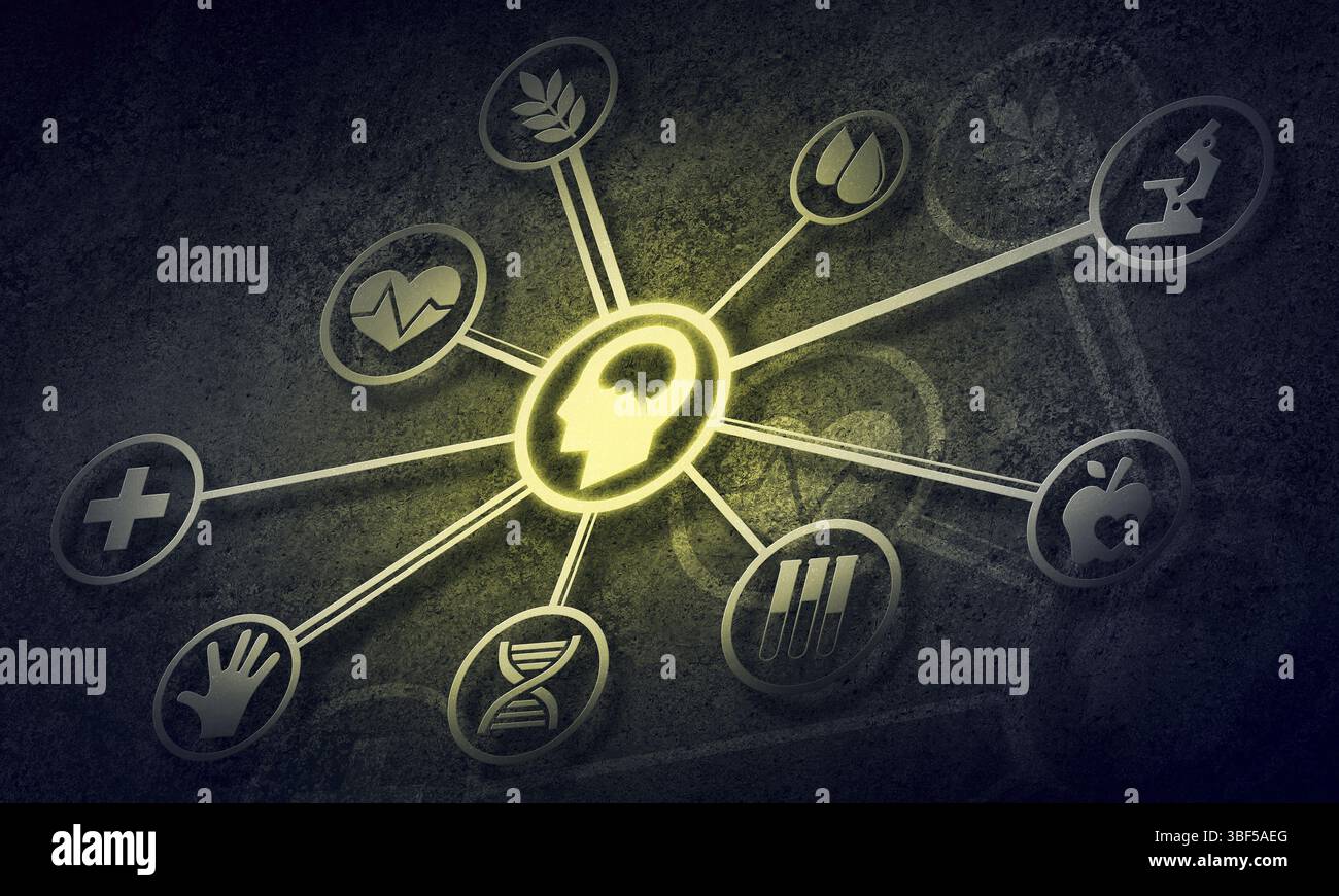 Sfondo digitale con l'interazione sociale e il concetto di connessione Foto Stock