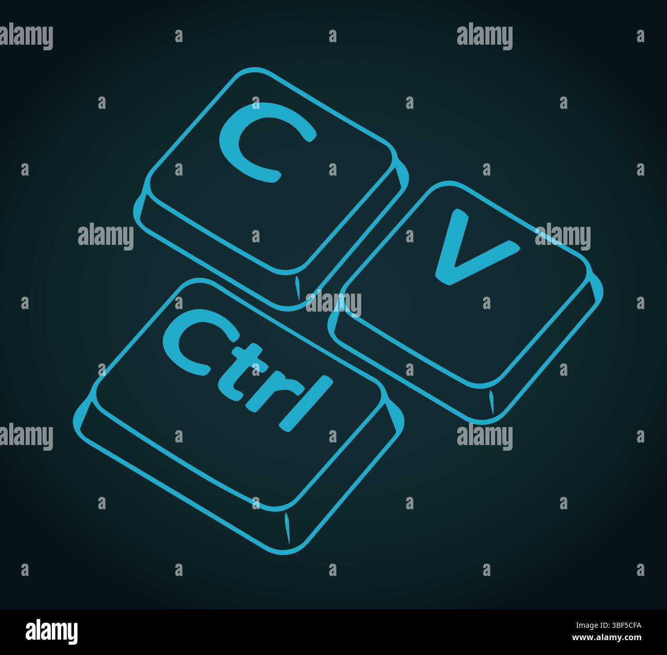 Illustrazione vettoriale ironica stilizzata dei tasti Ctrl c e ctrl V. Illustrazione Vettoriale