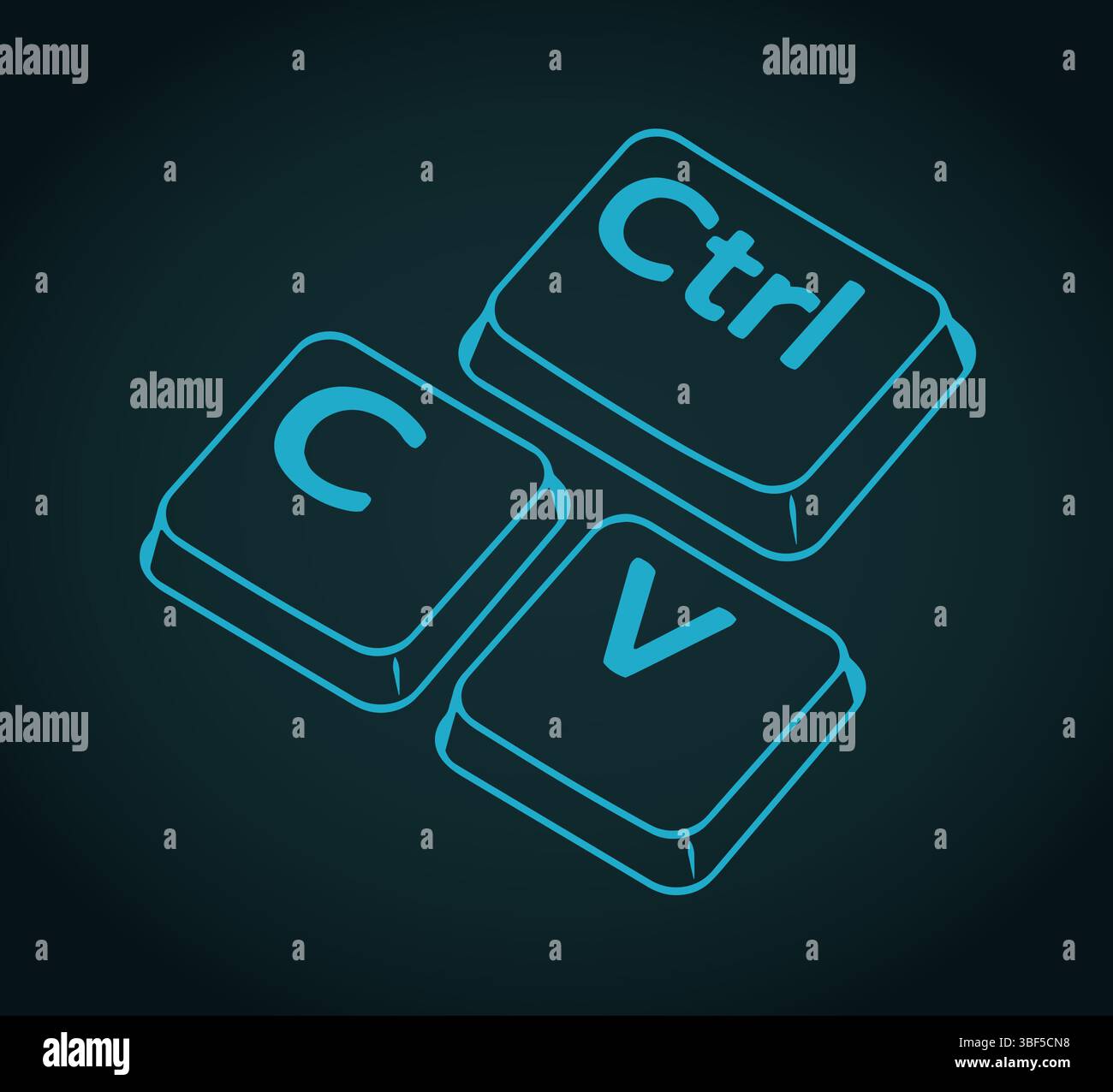 Illustrazione vettoriale ironica stilizzata dei tasti Ctrl c e ctrl V. Illustrazione Vettoriale