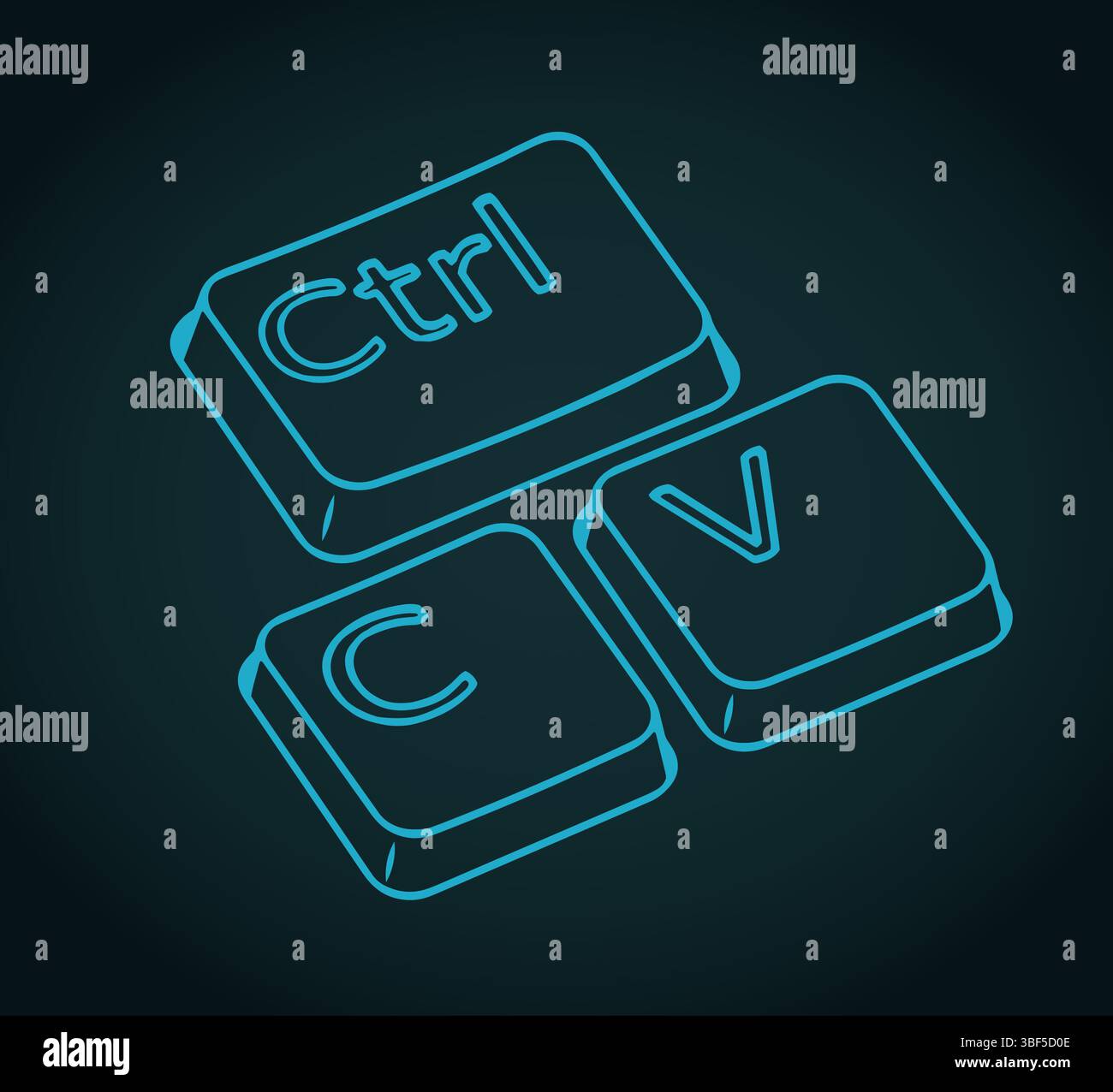 Illustrazione vettoriale ironica stilizzata dei tasti Ctrl c e ctrl V. Illustrazione Vettoriale