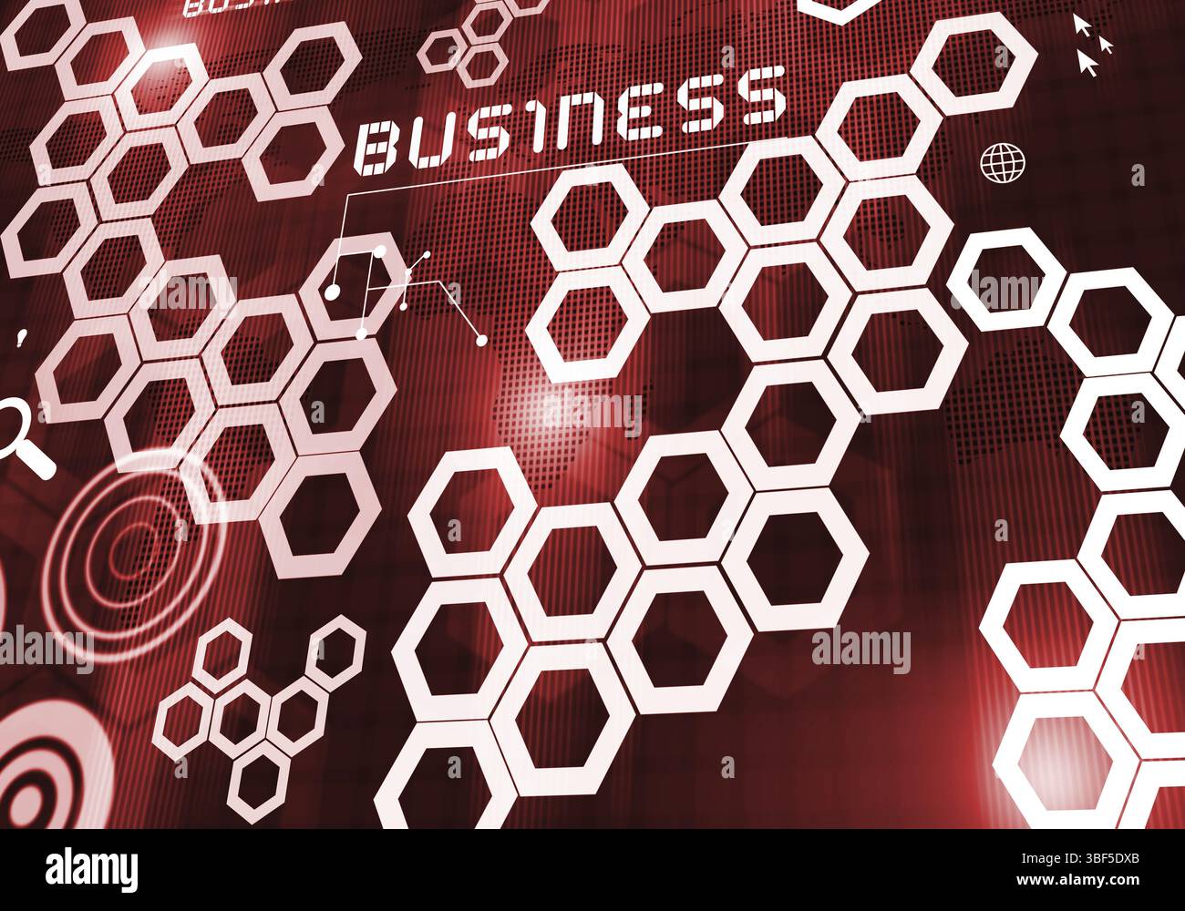 Business digitale immagine di sfondo con icone sulla schermata media Foto Stock