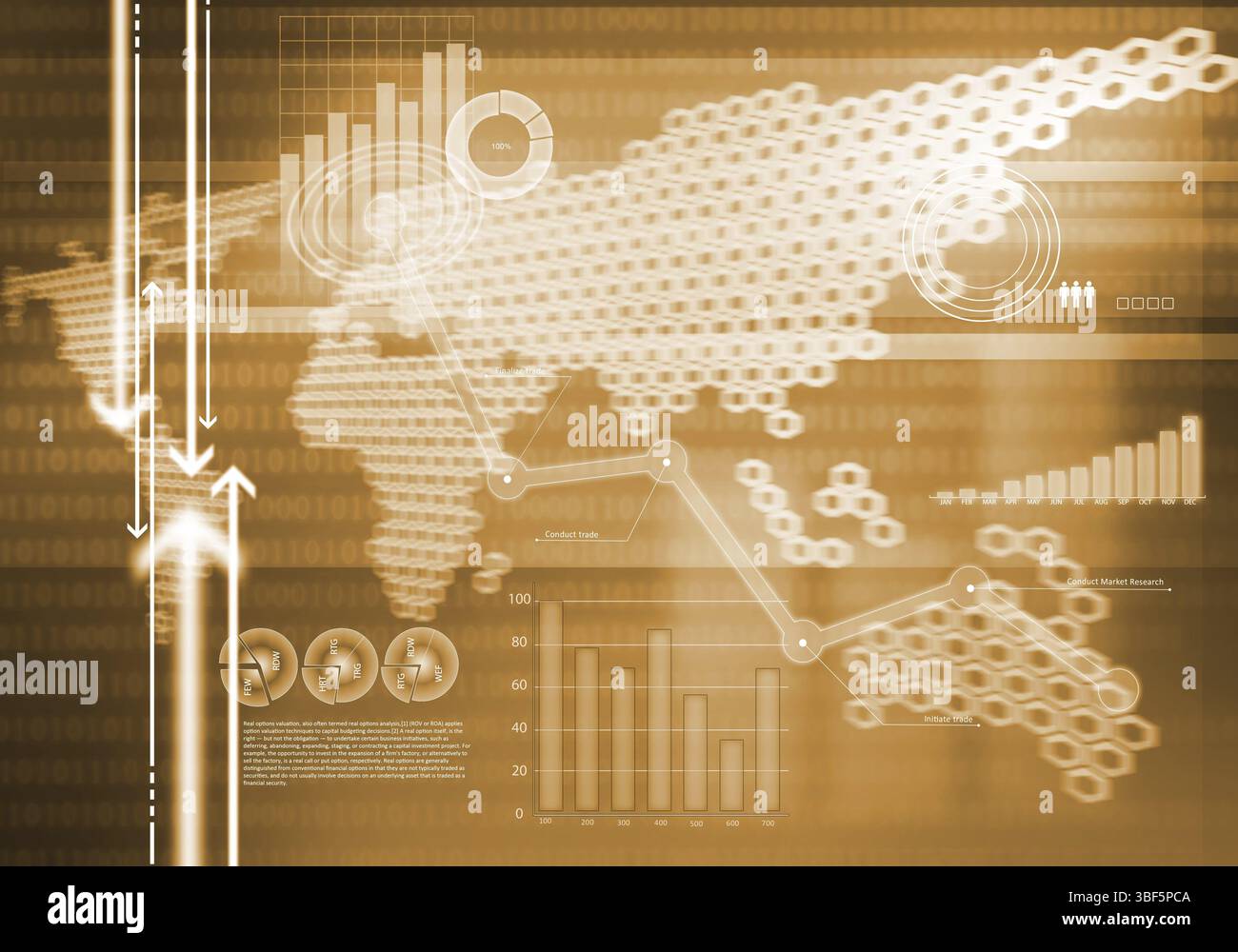 Sfondo digitale immagine con grafici e diagrammi Foto Stock