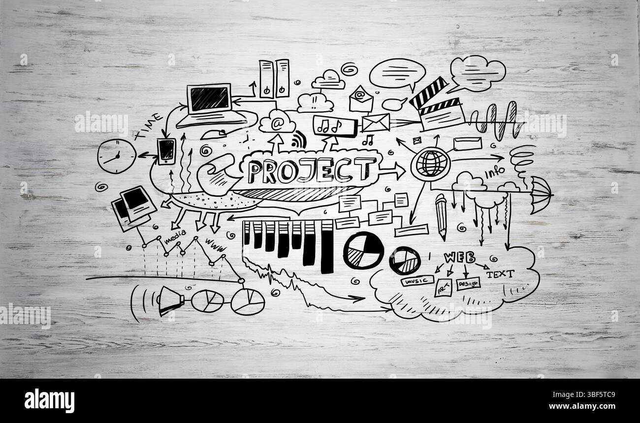 Efficace business planning concetto su sfondo di legno superficie Foto Stock
