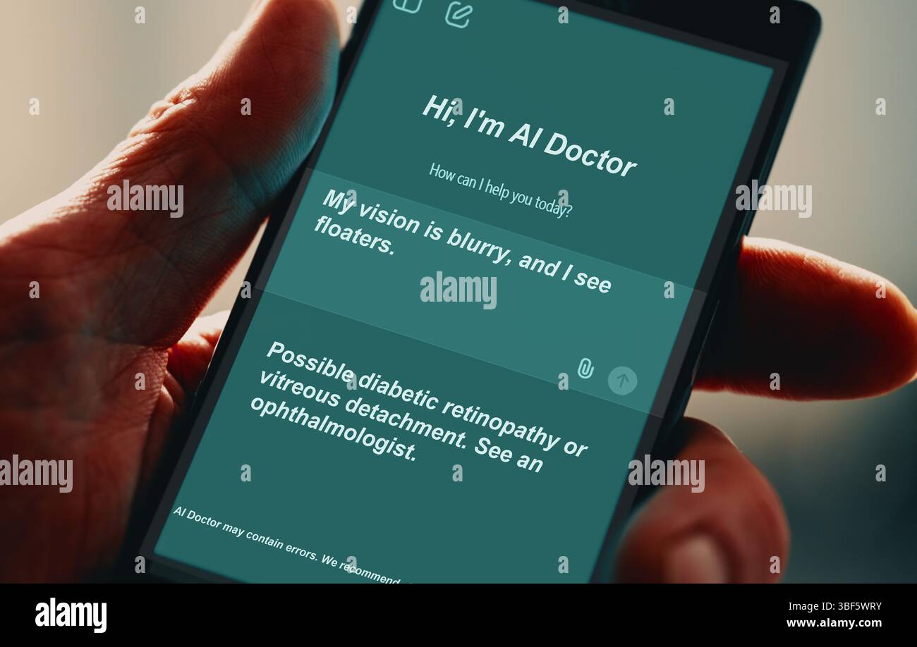 App per l'assistenza sanitaria basata sull'intelligenza artificiale. Foto Stock