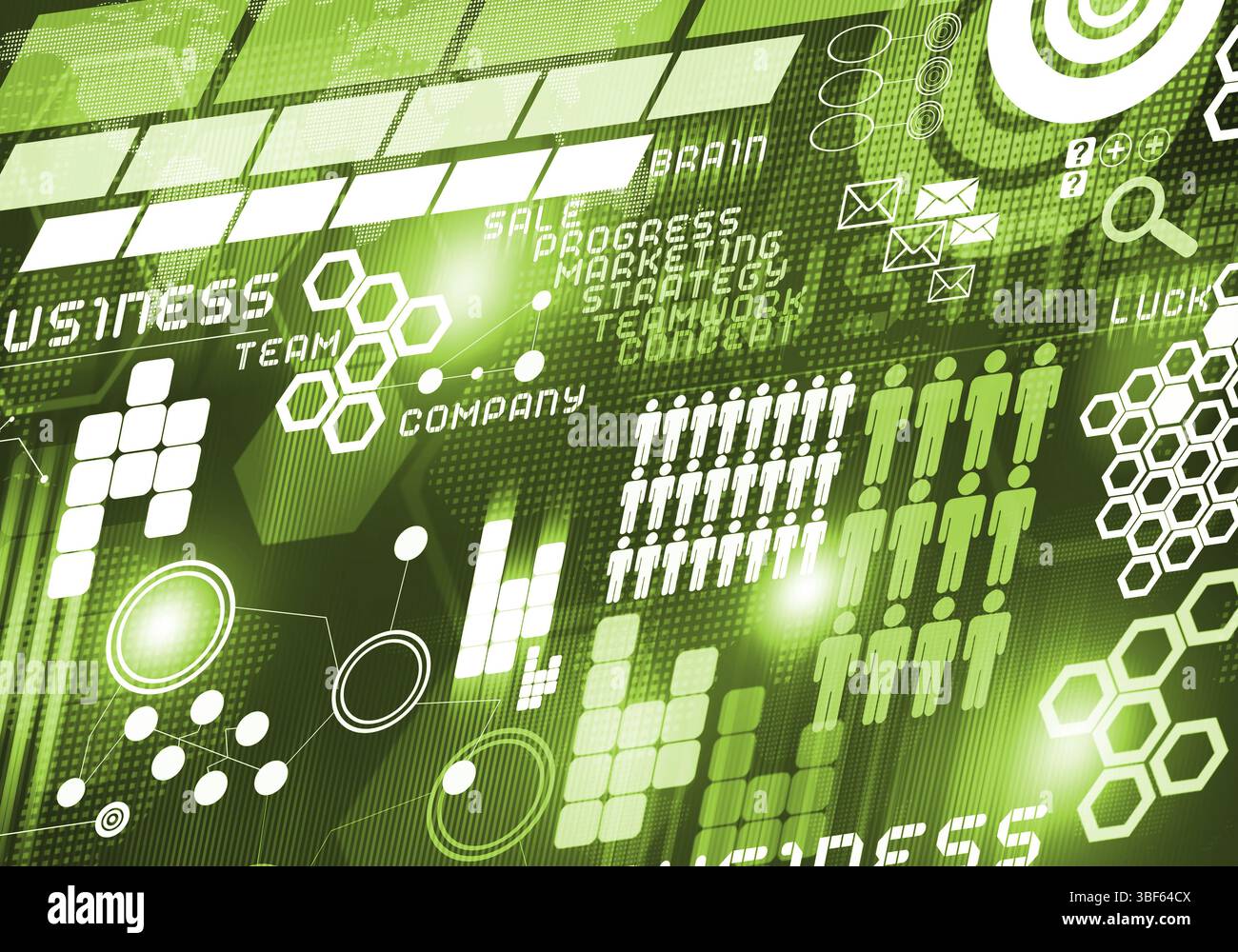 Business digitale immagine di sfondo con icone sulla schermata media Foto Stock