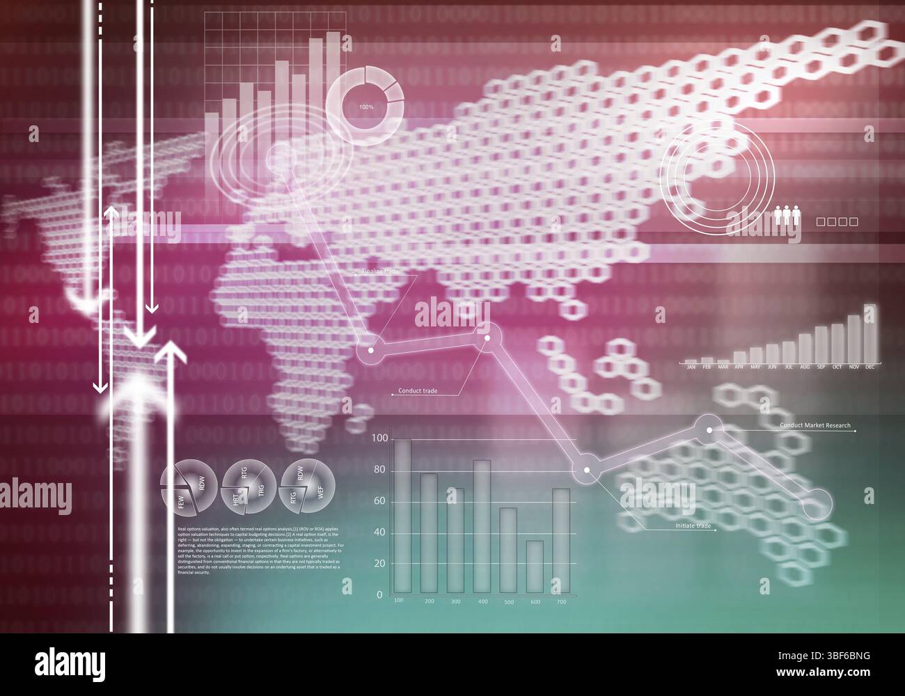 Sfondo digitale immagine con grafici e diagrammi Foto Stock