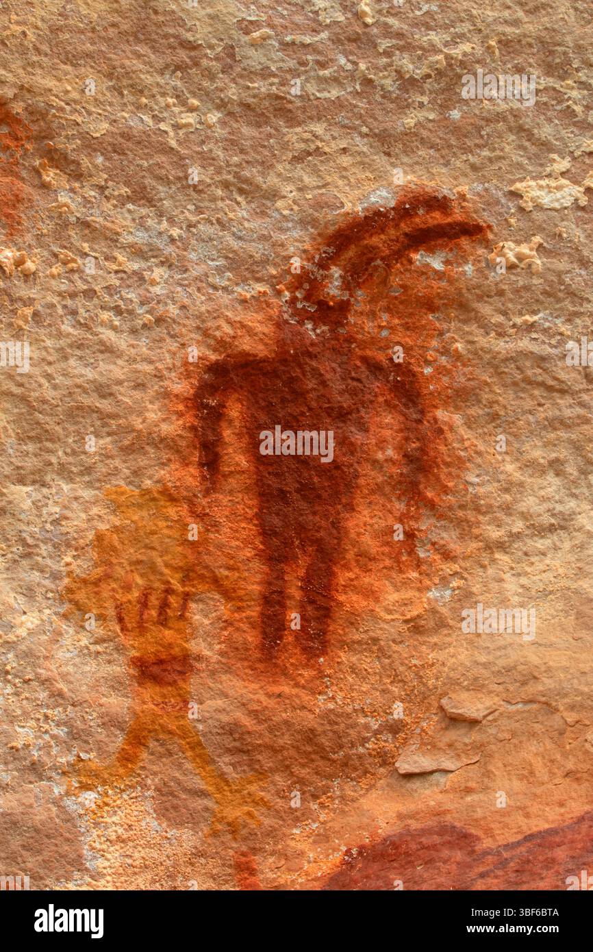Pittogrammi al Deluge Shelter lungo Jones Hole Trail, Dinosaur National Monument, Utah Foto Stock