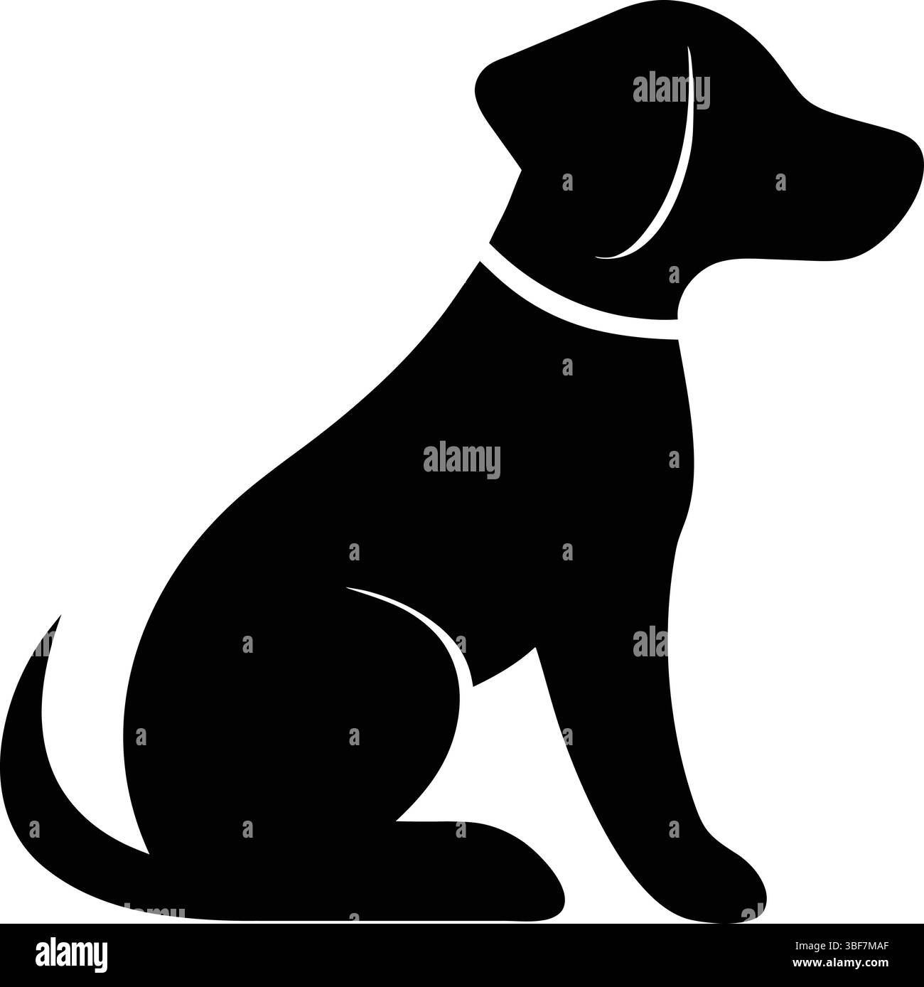 Silhouette Black Dog: Semplice illustrazione di un cane con linee pulite e dettagli minimali che cattura l'essenza della compagnia e della lealtà dei cani. Illustrazione Vettoriale