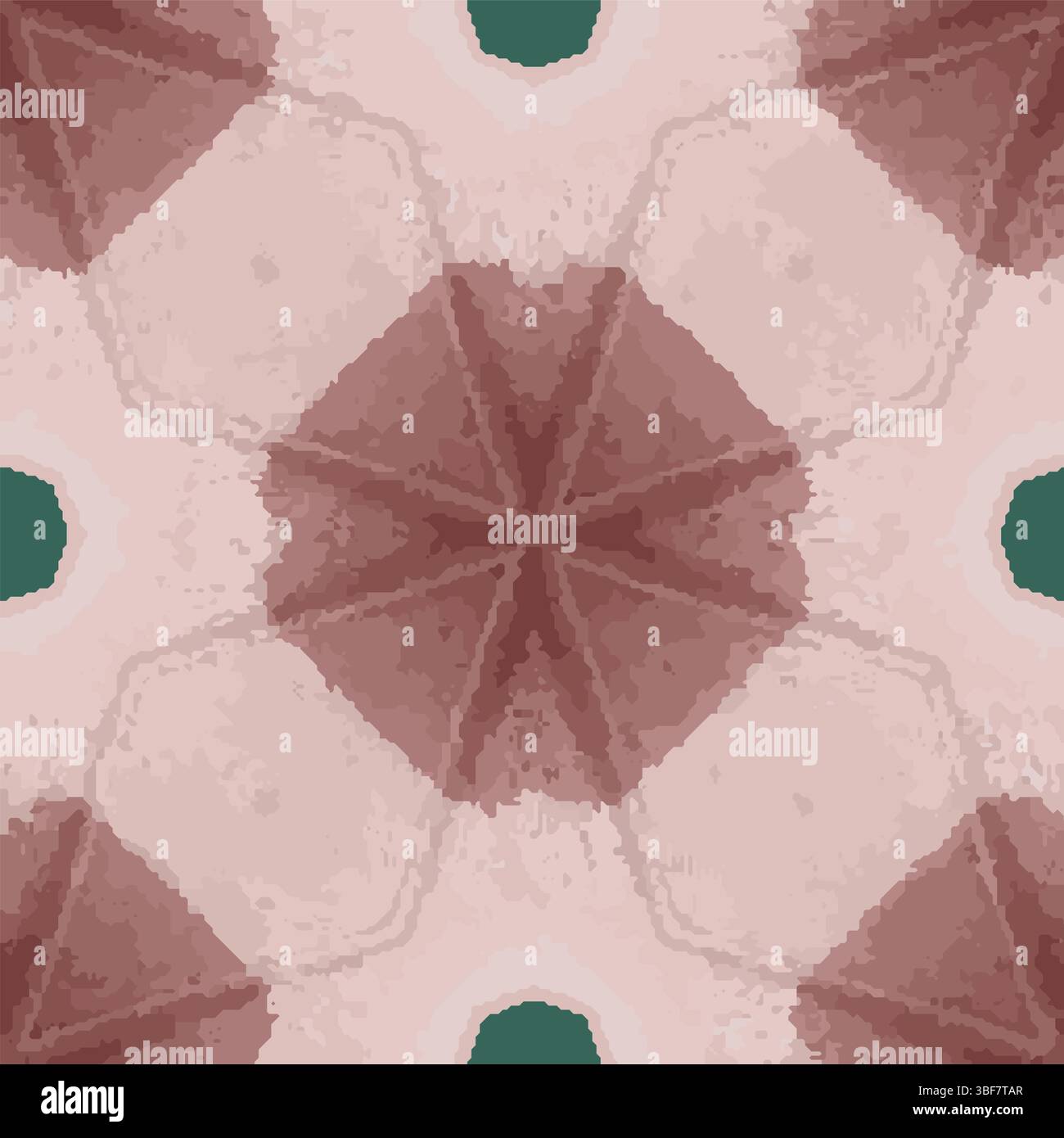 Motivo vettoriale Kaleidoscope con stella verde rosa Illustrazione Vettoriale