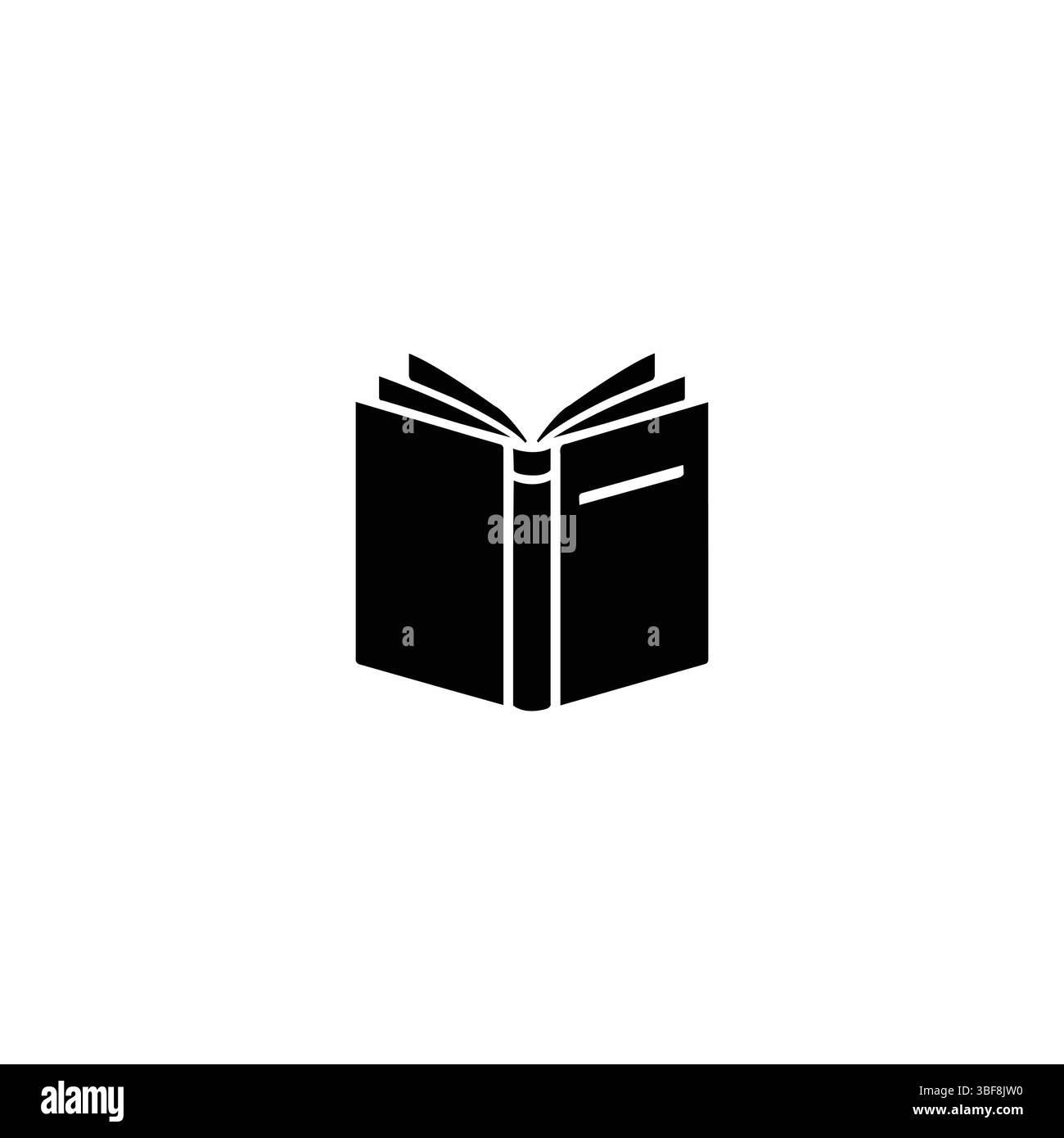 Icona di silhouette a libro aperto isolata su sfondo bianco per la progettazione didattica e di lettura. Illustrazione Vettoriale