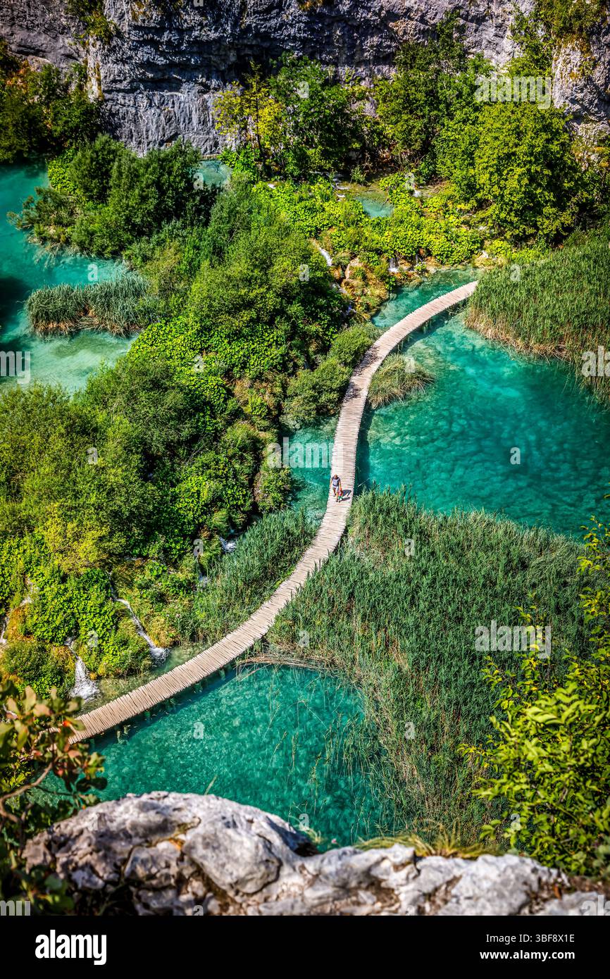 Laghi di Plitvice nel Parco Nazionale di Plitvicka Jezera, Croazia, Europa Foto Stock