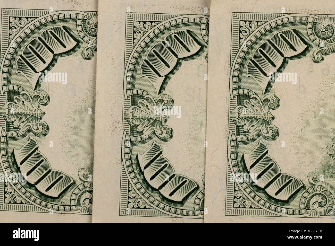 100 dollari in primo piano, soldi con un valore nominale di cento dollari americani, il contrario di dollari Foto Stock