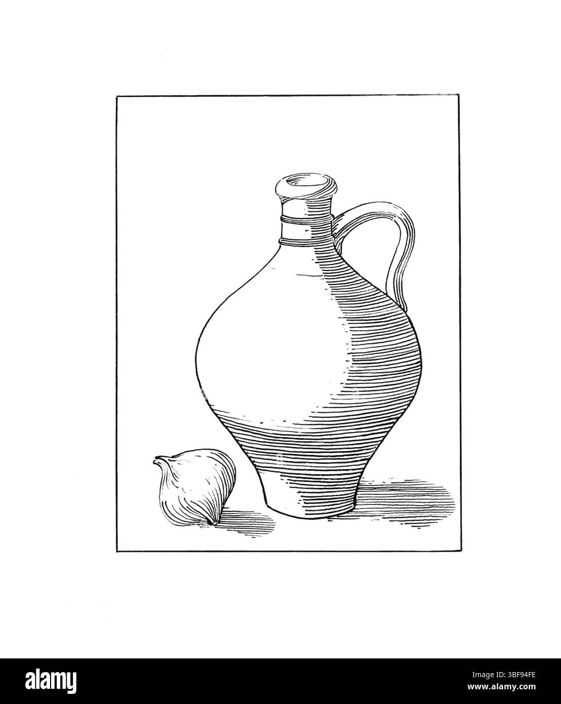 Fedele riproduzione della natura morta iconica di Julie de Graag. Disegno di inchiostro di pubblico dominio dal Rijksmuseum. Alta risoluzione per stampe, editoriali, arte femminista Foto Stock