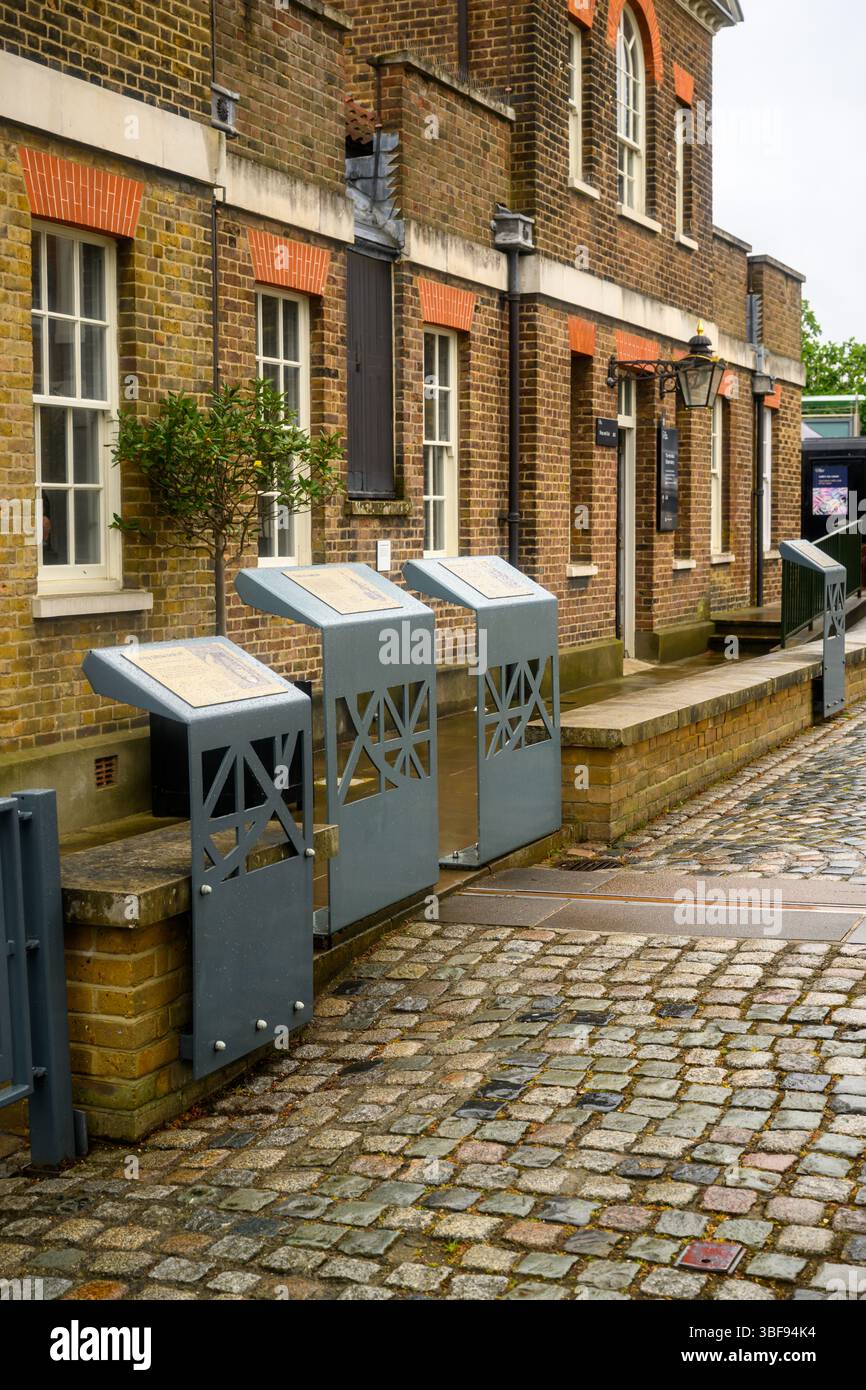 Il primo meridiano del Royal Observatory Greenwich, Londra, Inghilterra Foto Stock