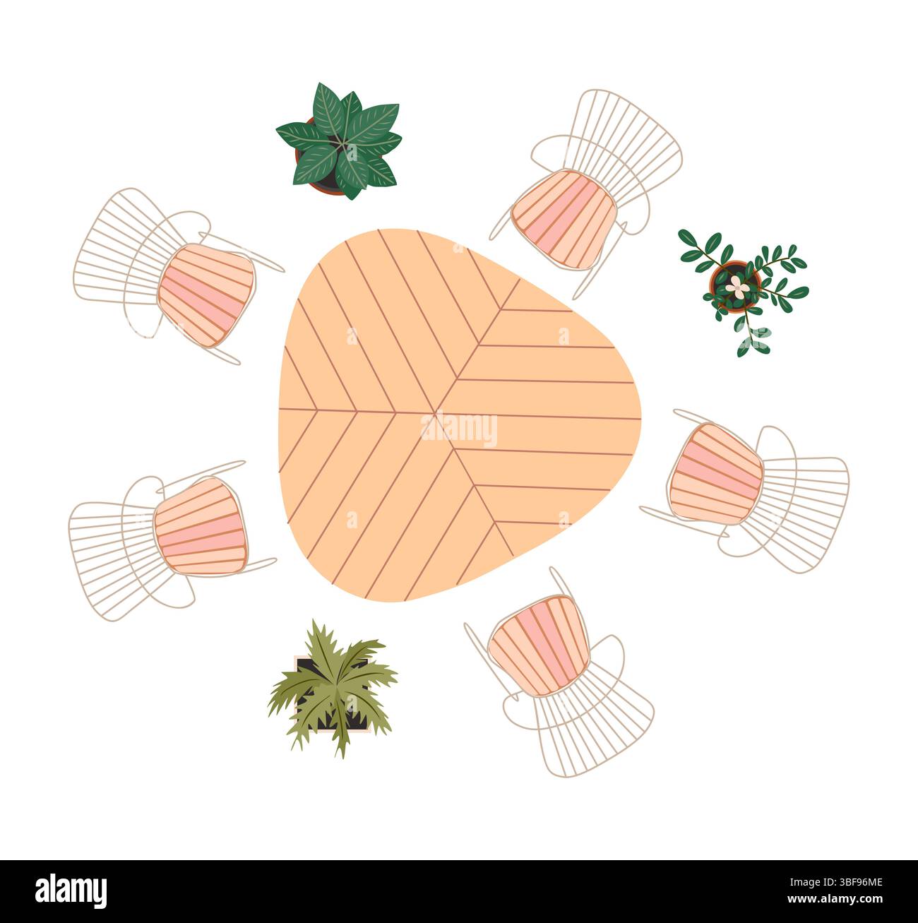 Area pranzo esterna con illustrazione vettoriale dall'alto Illustrazione Vettoriale