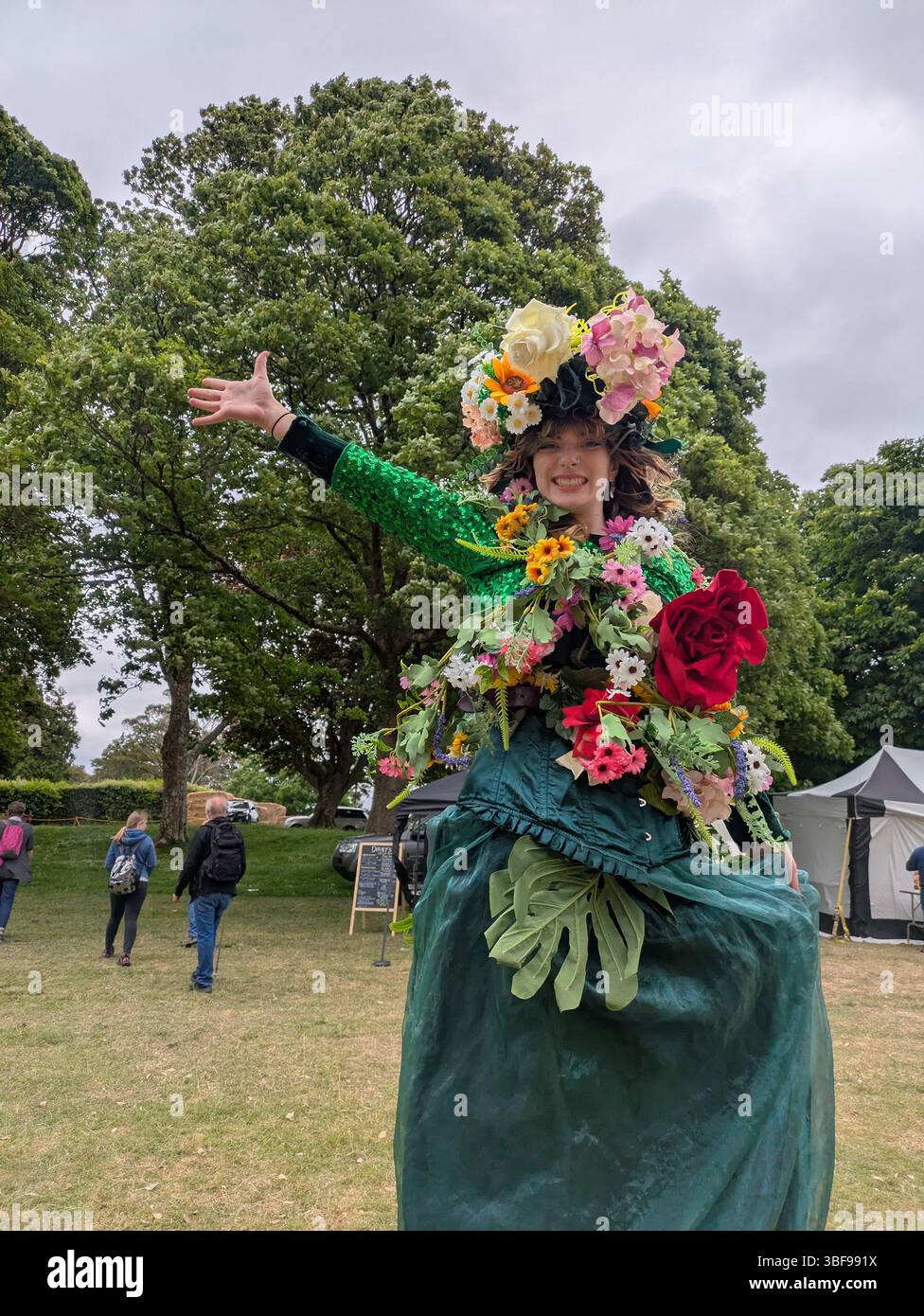 Artista al Green Man Festival Mount Edgcumbe Plymouth Foto Stock