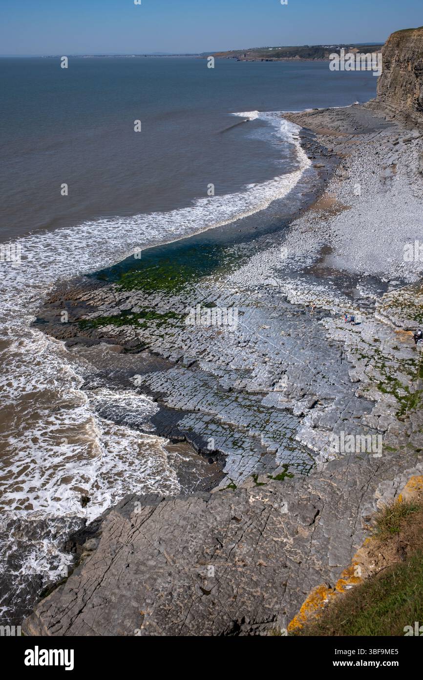 Monknash Beach sulla Glamorgan Heritage Coast nel Galles del Sud, Regno Unito Foto Stock
