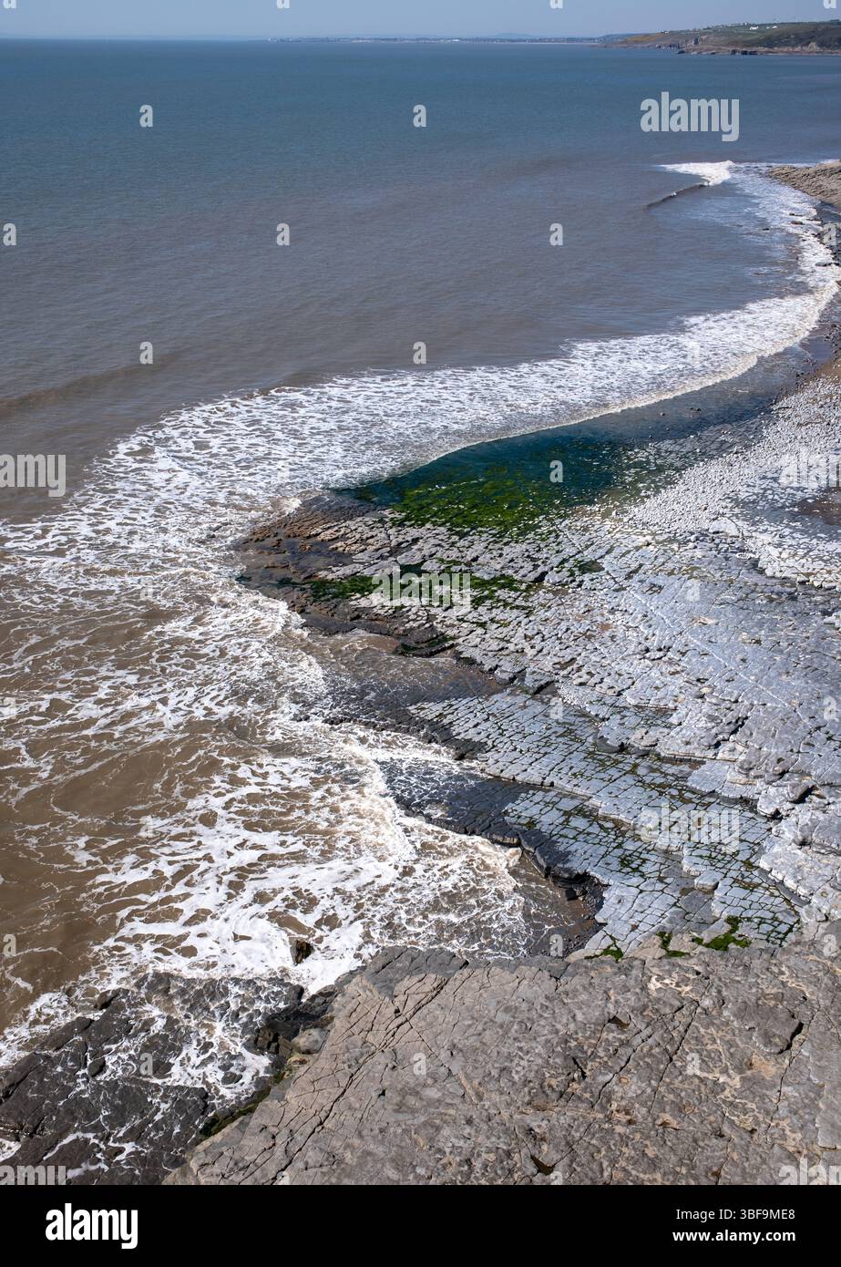 Monknash Beach sulla Glamorgan Heritage Coast nel Galles del Sud, Regno Unito Foto Stock