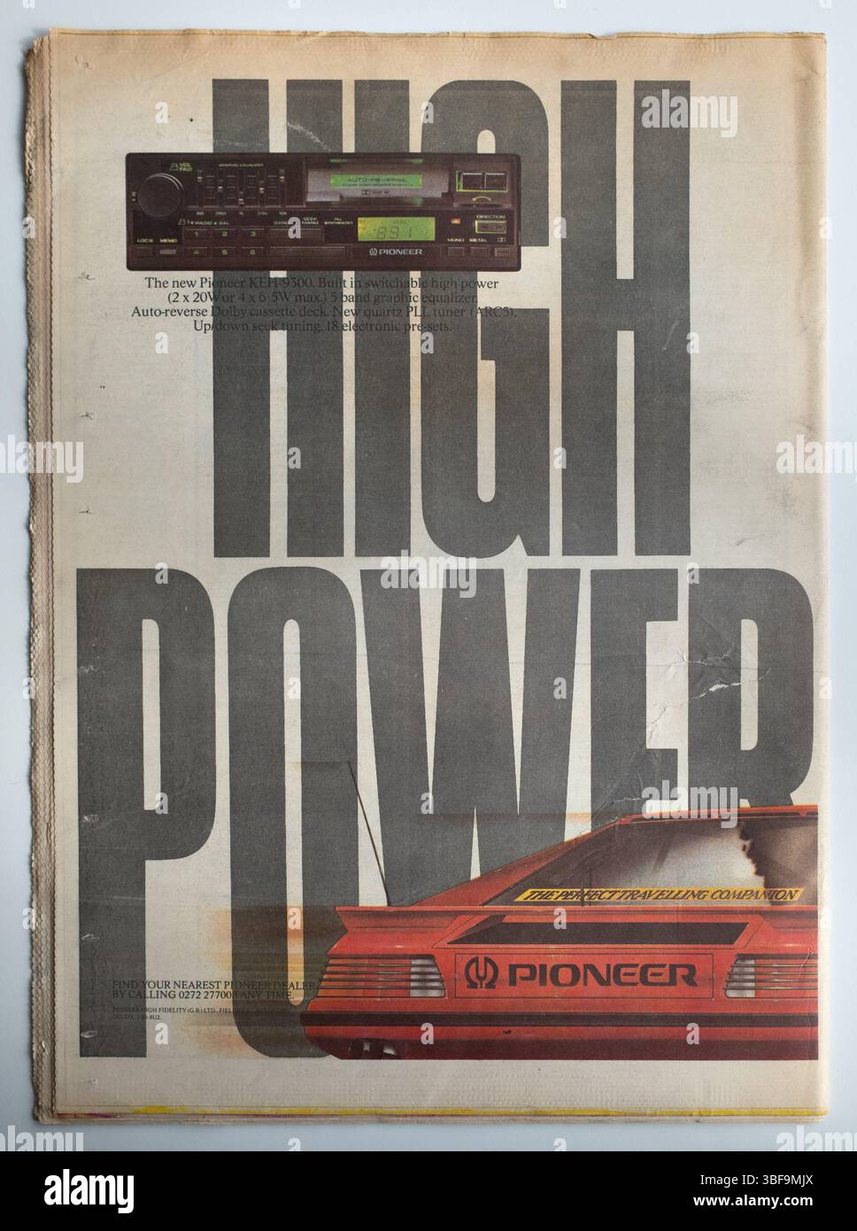 Pubblicità sulla copertina posteriore del New Musical Express Music Paper degli anni '1980 per Pioneer Car audio System High Power Foto Stock