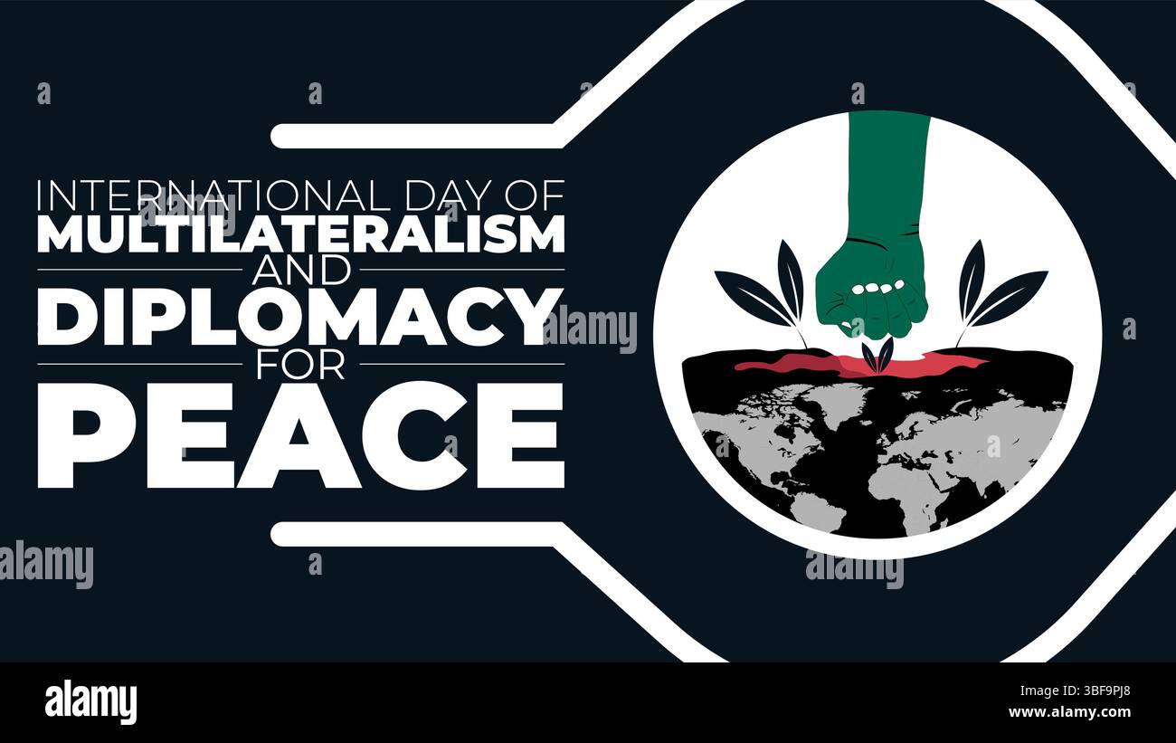 Giornata internazionale del multilateralismo, rafforzamento della cooperazione globale per la pace Illustrazione Vettoriale