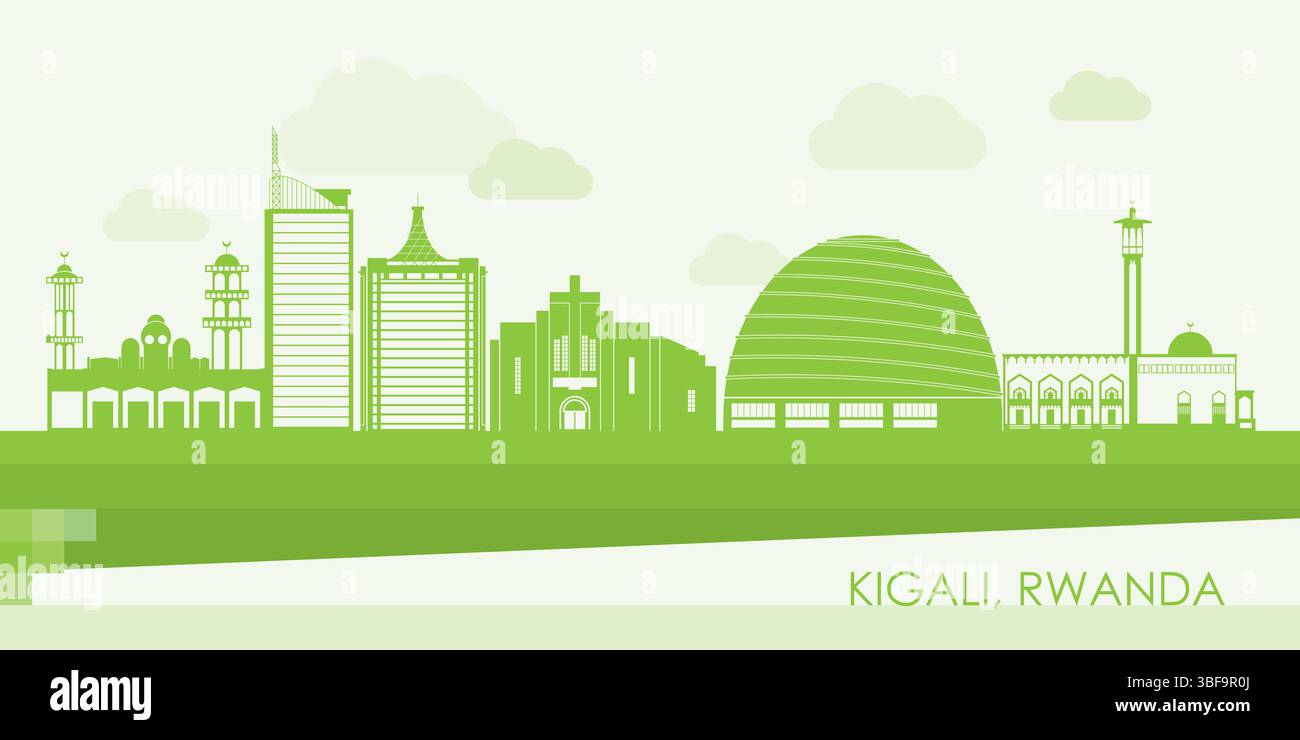 Panorama dello skyline verde della città di Kigali, Ruanda - illustrazione vettoriale Illustrazione Vettoriale