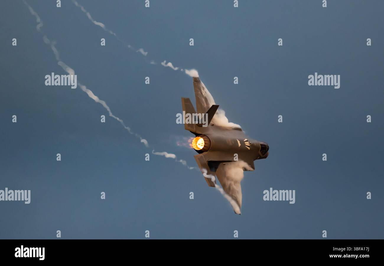 US Air Force 495th Fighter Squadron Lockheed Martin F-35 Lightning II aereo da combattimento dalla base aerea Lakenheath. Sanicole, Belgio - Settembre 10 Foto Stock
