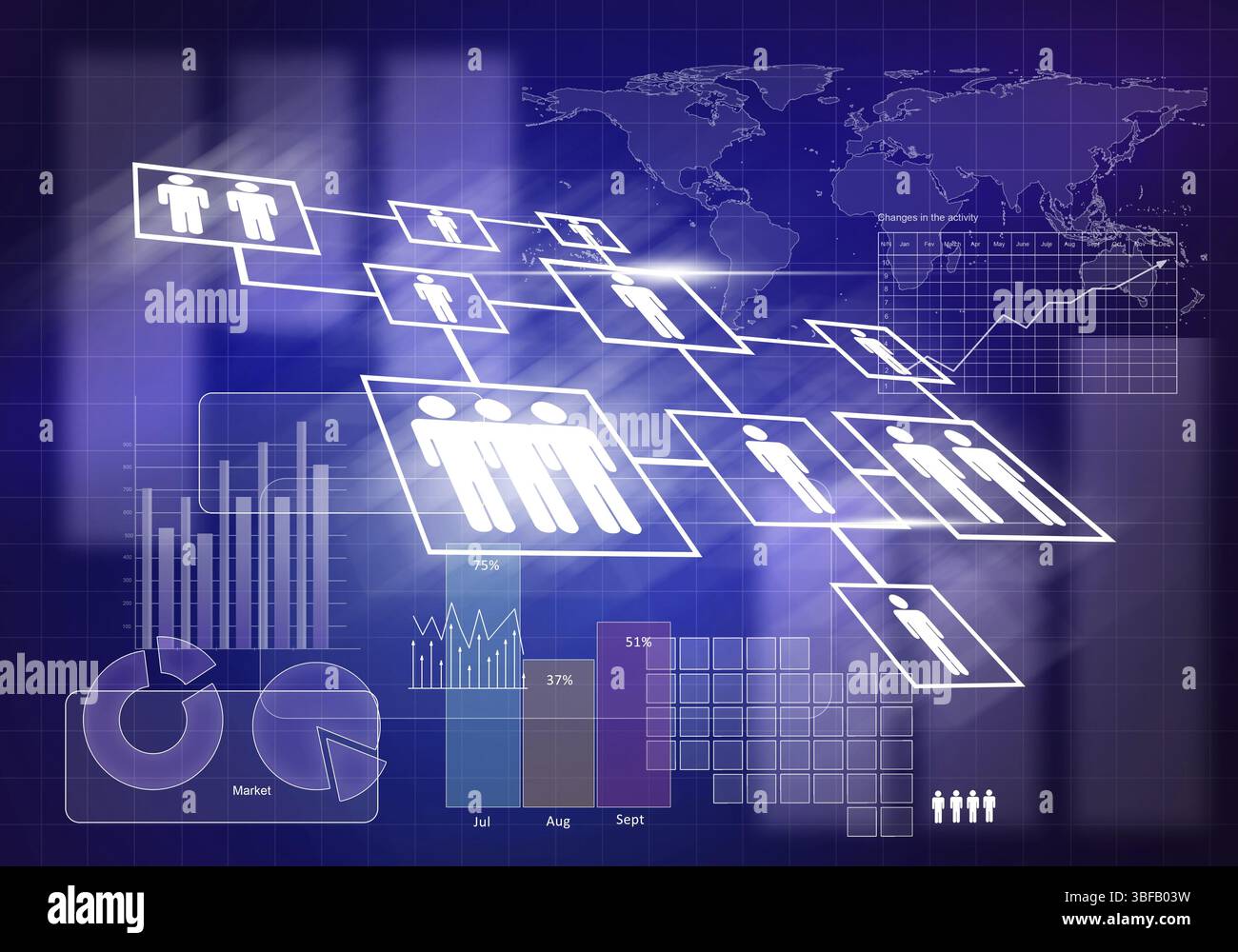 Sfondo digitale immagine con grafici e diagrammi Foto Stock
