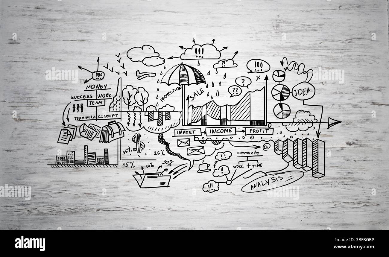Efficace business planning concetto su sfondo di legno superficie Foto Stock