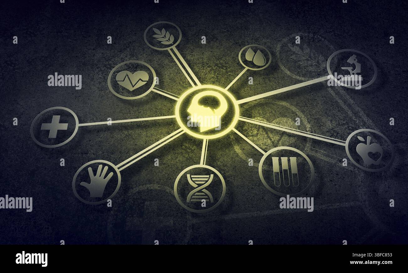 Sfondo digitale con l'interazione sociale e il concetto di connessione Foto Stock