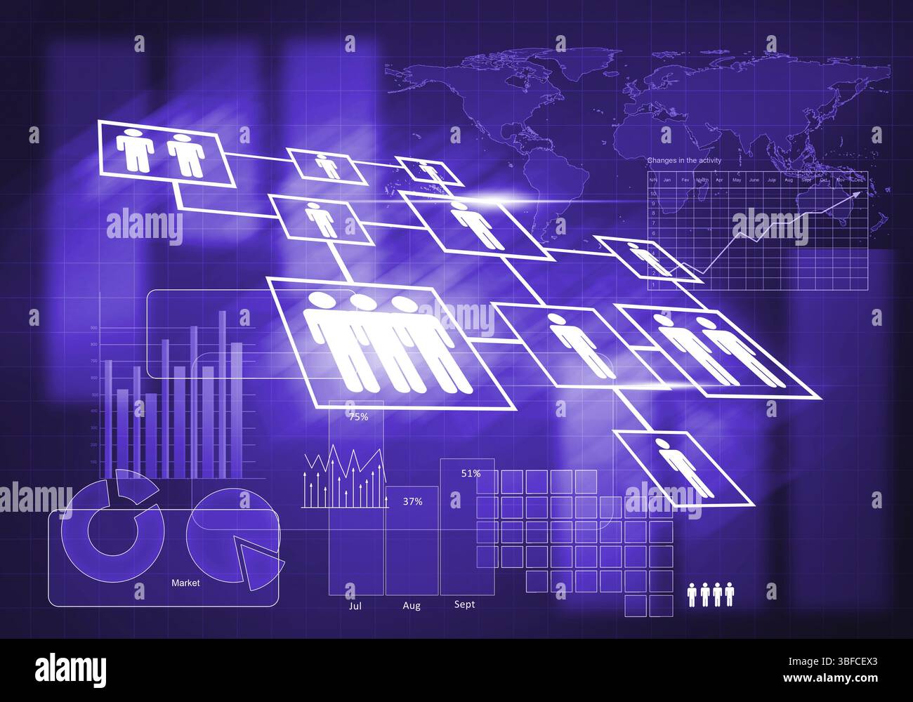 Sfondo digitale immagine con grafici e diagrammi Foto Stock