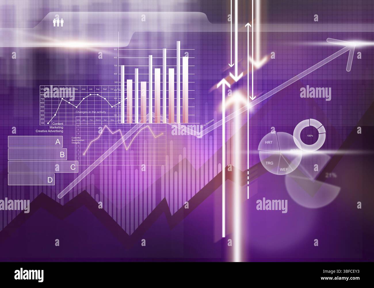 Sfondo digitale immagine con grafici e diagrammi Foto Stock