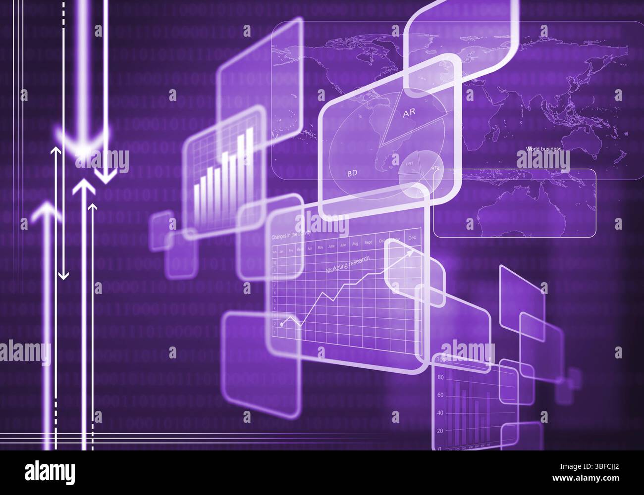Sfondo digitale immagine con grafici e diagrammi Foto Stock