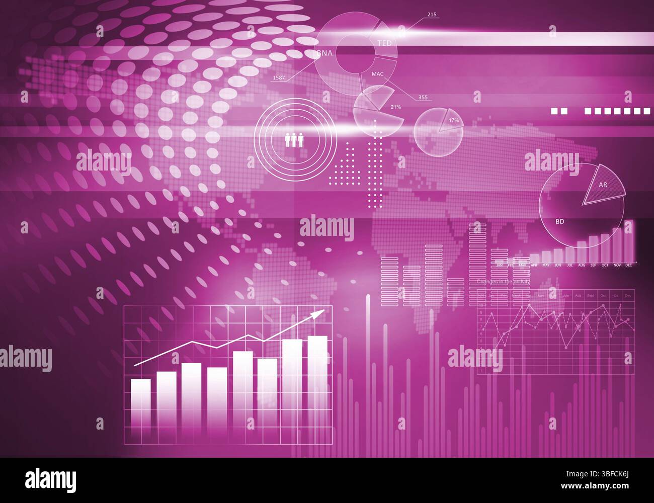 Sfondo digitale immagine con grafici e diagrammi Foto Stock