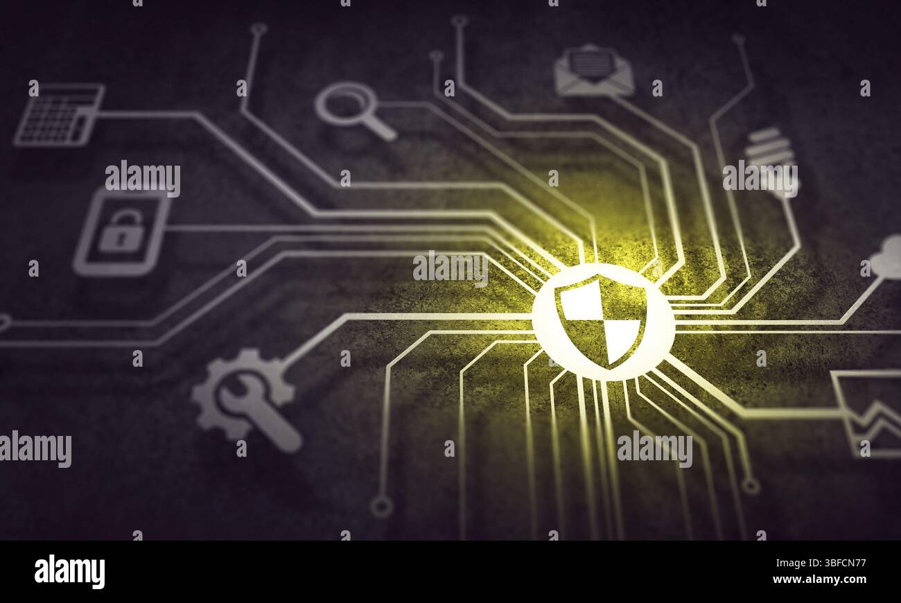 Sfondo digitale con l'interazione sociale e il concetto di connessione Foto Stock