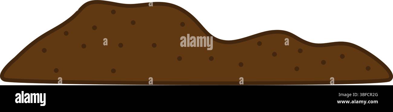 Pila di terreno. Illustrazione vettoriale elemento natura. Cumulo di suolo. Isolato su bianco. Illustrazione Vettoriale