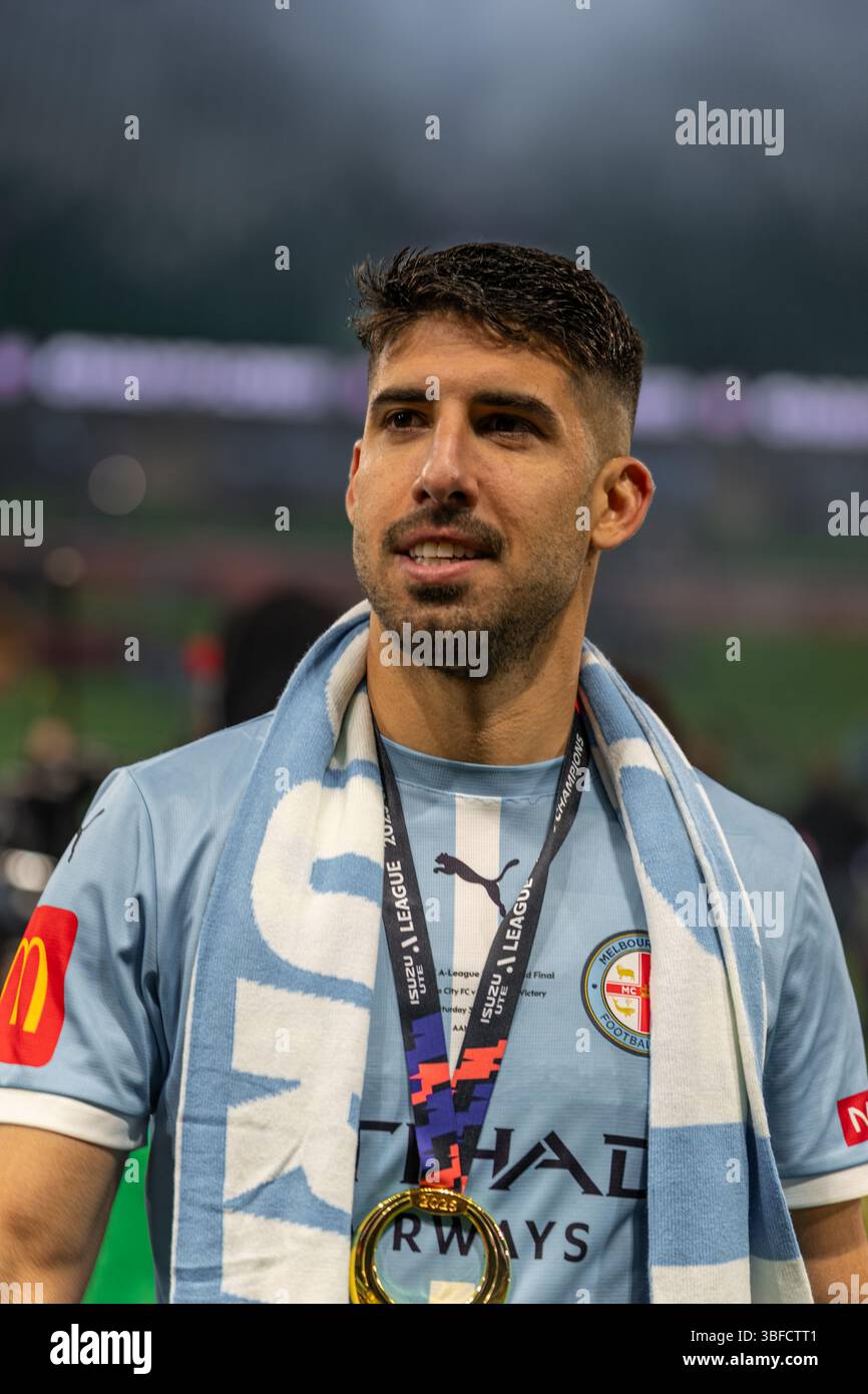 Melbourne, Australia. 31 maggio 2025. Yonatan Cohen del Melbourne City FC al termine della finale maschile di A-League tra il Melbourne City FC e il Melbourne Victory FC all'AAMI Park il 31 maggio 2025 a Melbourne, Australia. Crediti: Santanu Banik/Alamy Live News Foto Stock