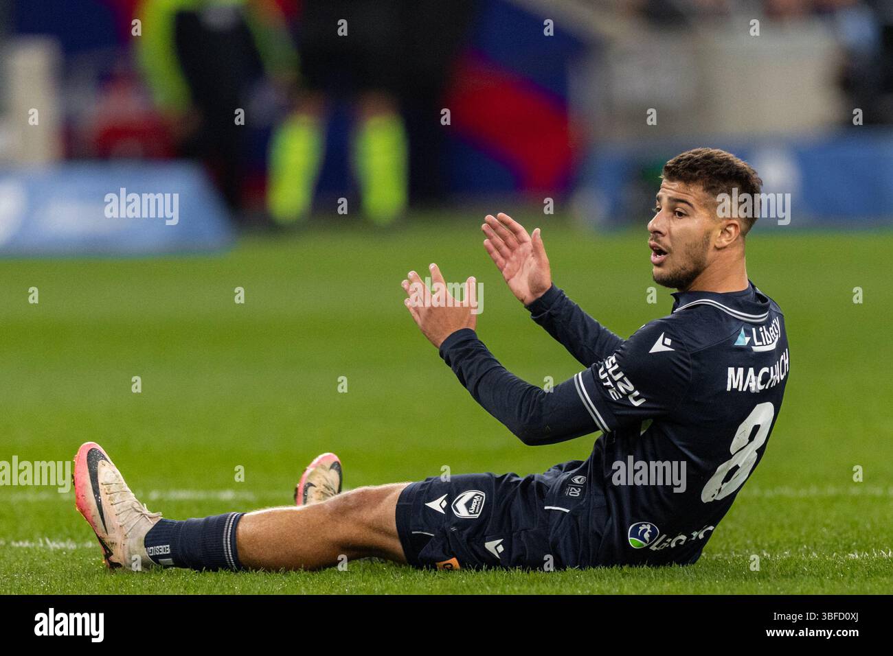 Melbourne, Australia. 31 maggio 2025. Zinédine Machach del Melbourne Victory FC reagisce durante la finale maschile di A-League tra il Melbourne City FC e il Melbourne Victory FC all'AAMI Park il 31 maggio 2025 a Melbourne, Australia. Crediti: Santanu Banik/Alamy Live News Foto Stock