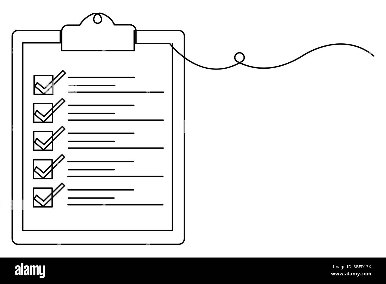 Disegno continuo di una linea di appunti con un disegno di lista di controllo. appunti con una lista di controllo illustrazione vettoriale a una riga Illustrazione Vettoriale