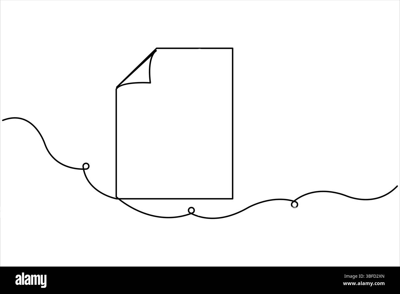 Disegno continuo su una linea del documento con illustrazione vettoriale dello spigolo piegato Illustrazione Vettoriale