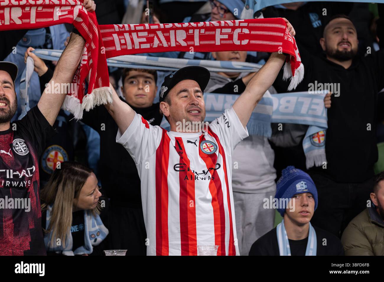 Melbourne, Australia. 31 maggio 2025. Tifosi del Melbourne City FC durante la finale di A-League maschile tra il Melbourne City FC e il Melbourne Victory FC all'AAMI Park il 31 maggio 2025 a Melbourne, Australia. Crediti: Santanu Banik/Alamy Live News Foto Stock