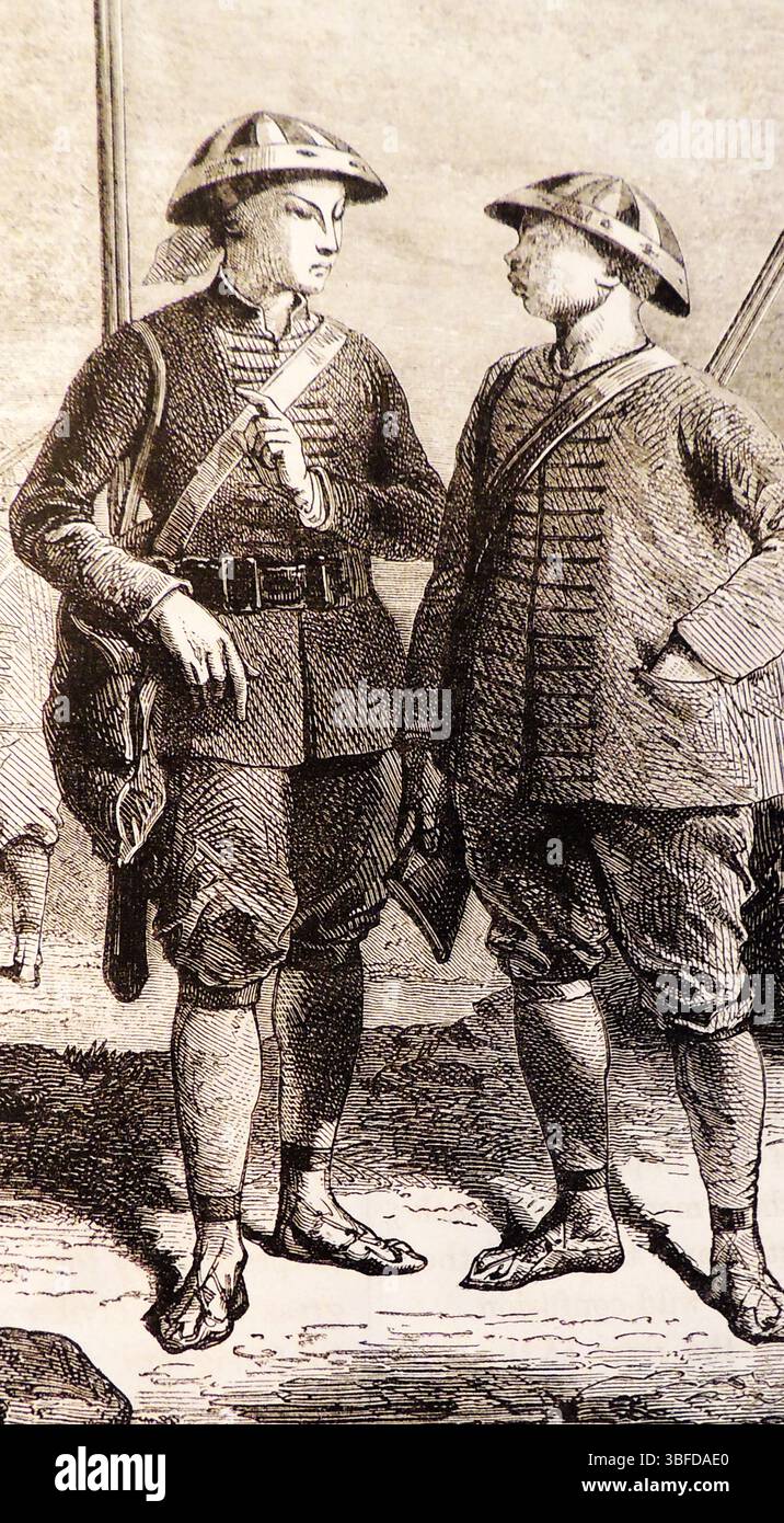 MASSACRO DI TIENTSIN - un'incisione del tempo che mostra i ribelli cinesi di Tien-isin (Tientsin). Noto anche come massacro di Tianjin ( 天津教案) o "caso religioso di Tianjin"), fu un attacco ai cristiani alla fine del XIX secolo, sessanta persone furono uccise in attacchi contro sacerdoti cattolici francesi, suore, missionari e convertiti al tempo della tarda dinastia Qing. Foto Stock