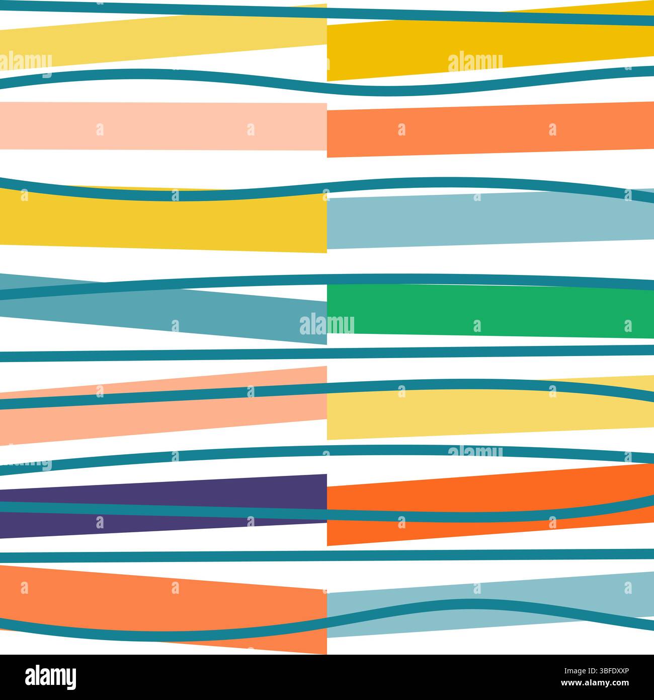 Un nuovo motivo senza cuciture ispirato all'estate con fasce cromatiche orizzontali lisce in un design pulito e moderno. Questo modello contemporaneo combina l'ottanio yel Illustrazione Vettoriale