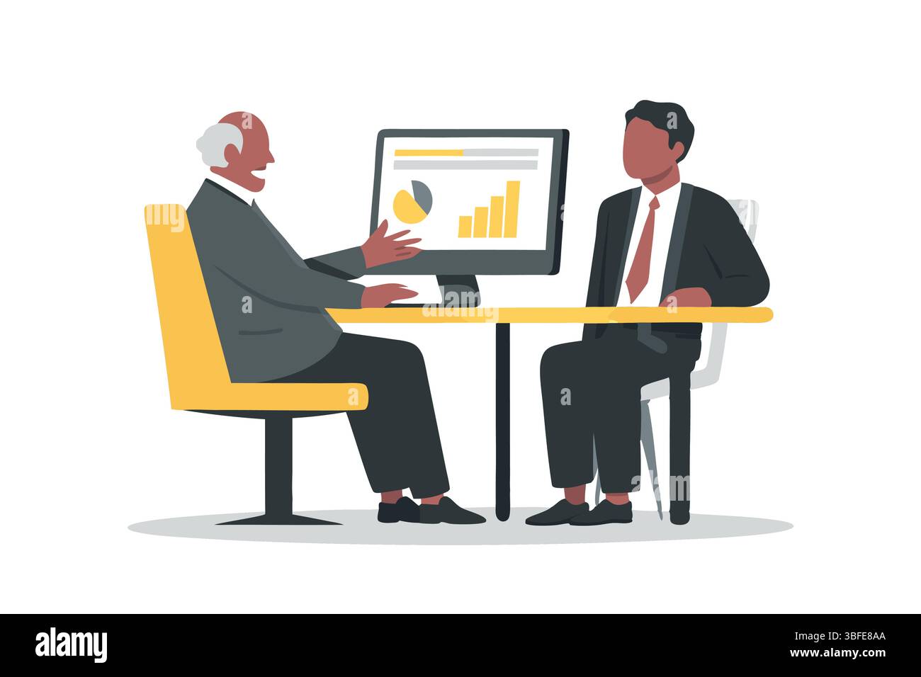 Illustrazione della riunione sulla strategia aziendale analisi dei grafici dei dati e della collaborazione nella pianificazione del successo aziendale e. Illustrazione Vettoriale