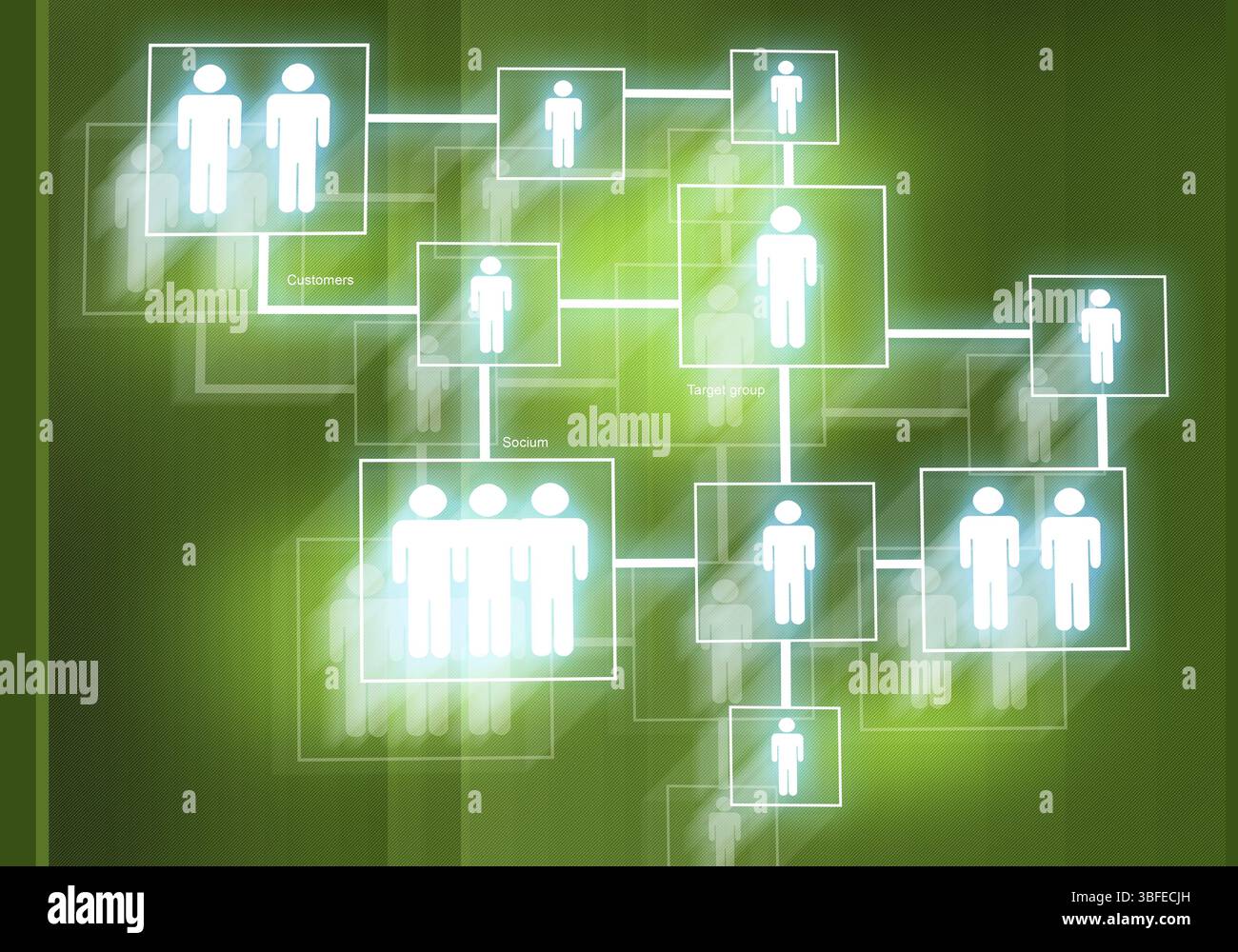 Immagine di sfondo digitale che presenta i concetti dei social network Foto Stock