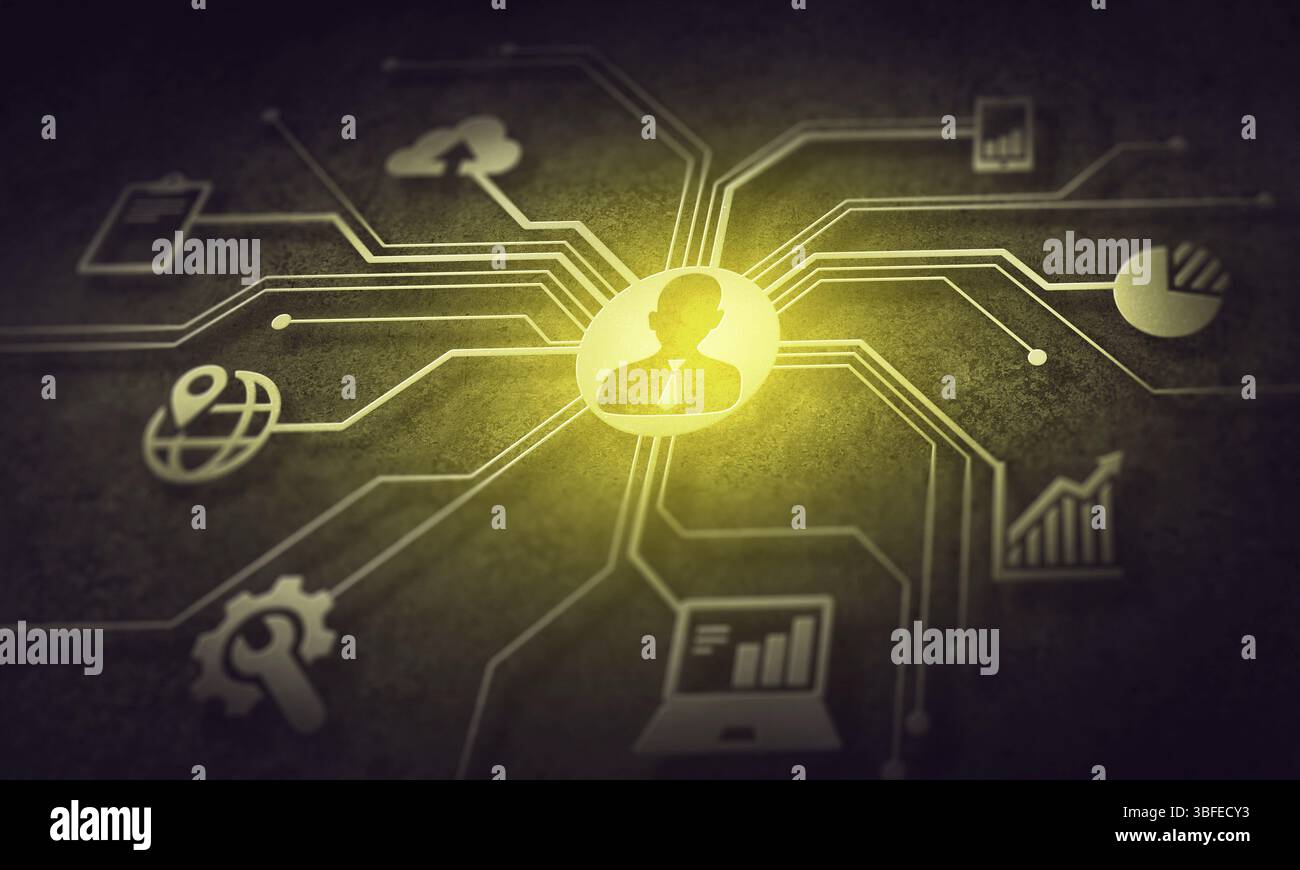 Sfondo digitale con l'interazione sociale e il concetto di connessione Foto Stock