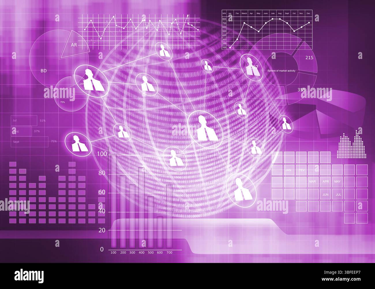 Sfondo digitale immagine con grafici e diagrammi Foto Stock