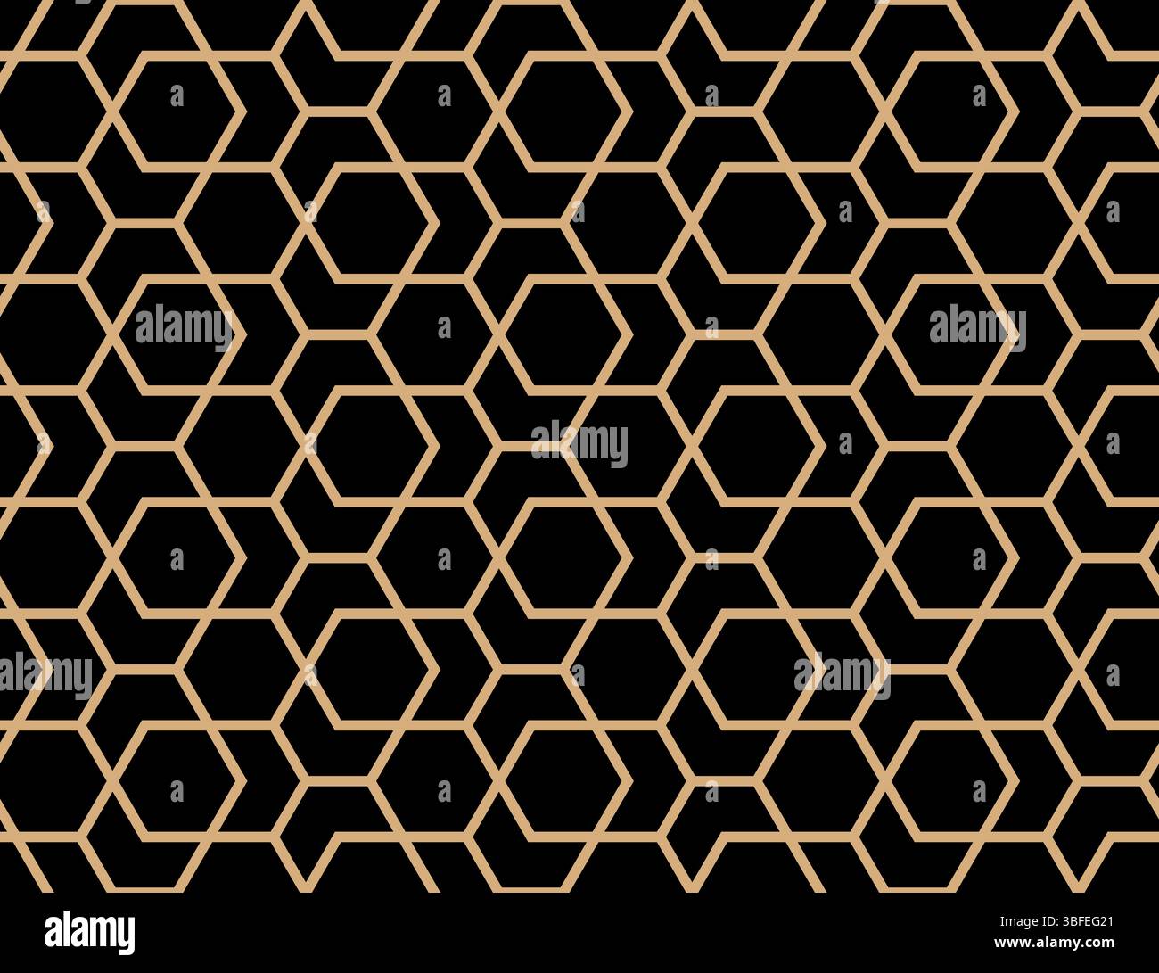 La ripetizione geometrica con linee. Sfondo vettoriale uniforme. Texture nera e dorata. Design moderno. Semplice design grafico a reticolo Illustrazione Vettoriale