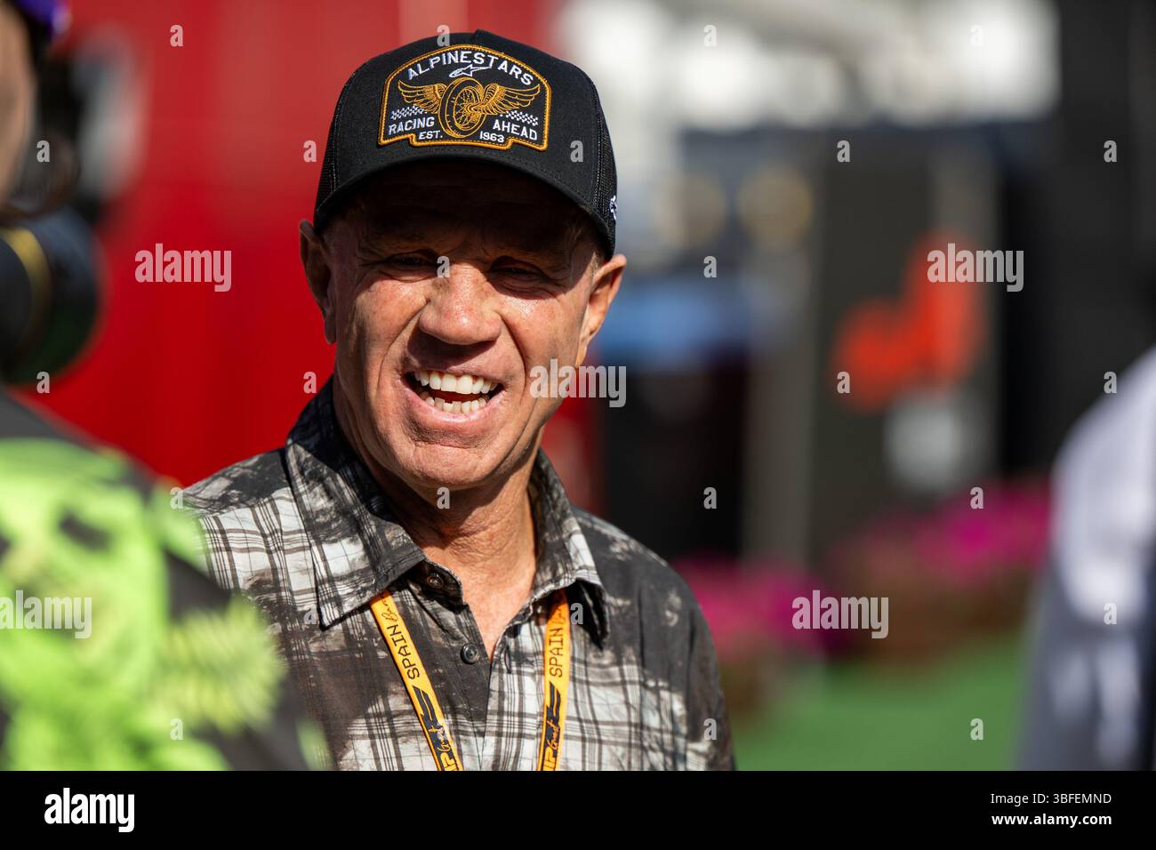 Barcellona, spagnolo. 1 giugno 2025. Randy Mamola (Motorrad Rennfahrer), ESP, Formel 1 Weltmeisterschaft, Aramco Grand Prix von Spanien, Circuit de Barcelona Catalunya, Rennen, Saison 2025, 01.06.2025 foto: Eibner-Pressefoto/Michael Memmler credito: dpa/Alamy Live News Foto Stock