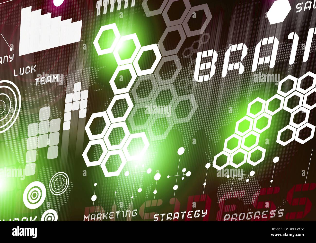 Business digitale immagine di sfondo con icone sulla schermata media Foto Stock